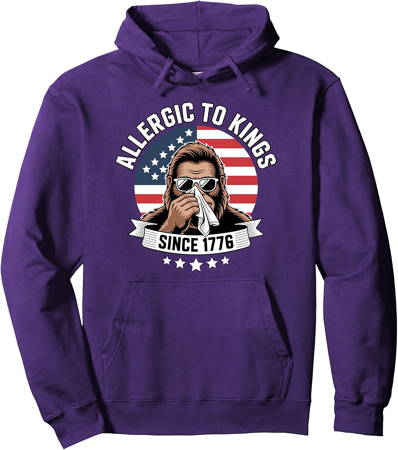 Patriotic Bigfoot Pullover Hoodie | Allergic To Kings 1776