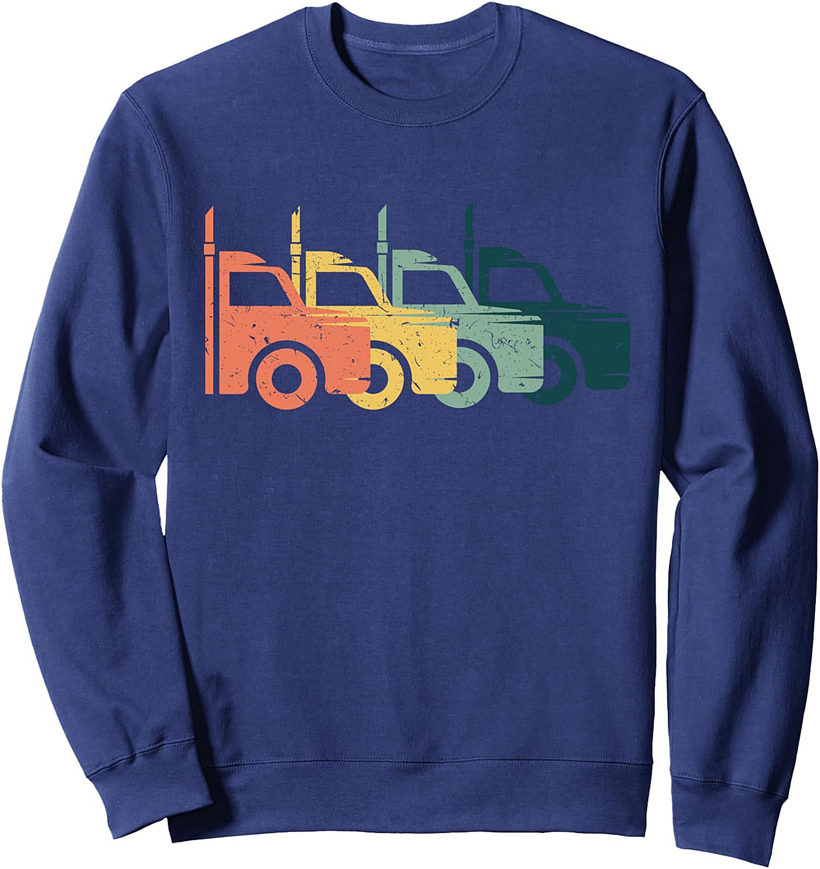 Vintage Semi-Truck Pullover Sweatshirt - Retro Trucker Graphic Crewneck