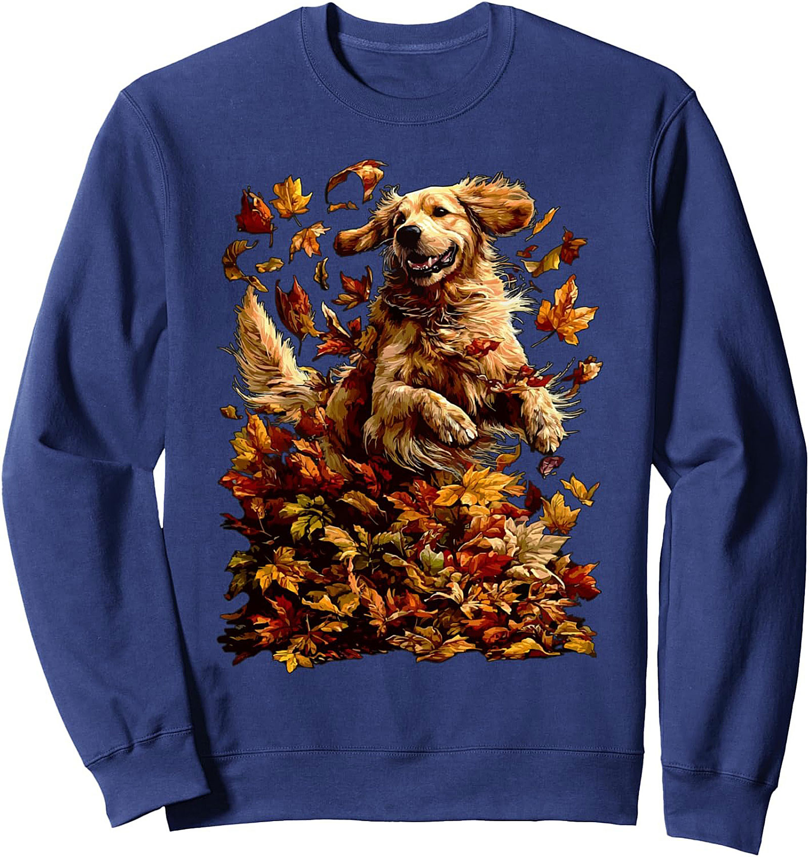 Golden Retriever Autumn Leaves Graphic Sweatshirt | Fall Dog Lover Crewneck