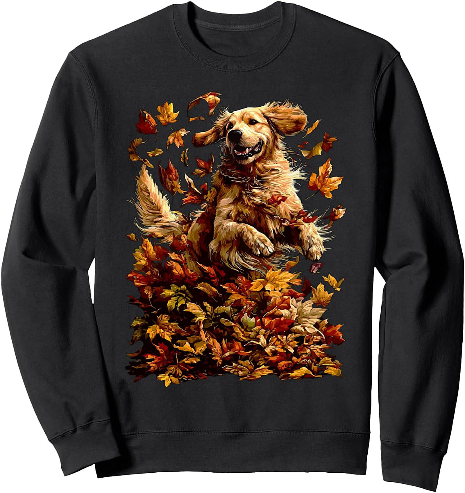Golden Retriever Autumn Leaves Graphic Sweatshirt | Fall Dog Lover Crewneck