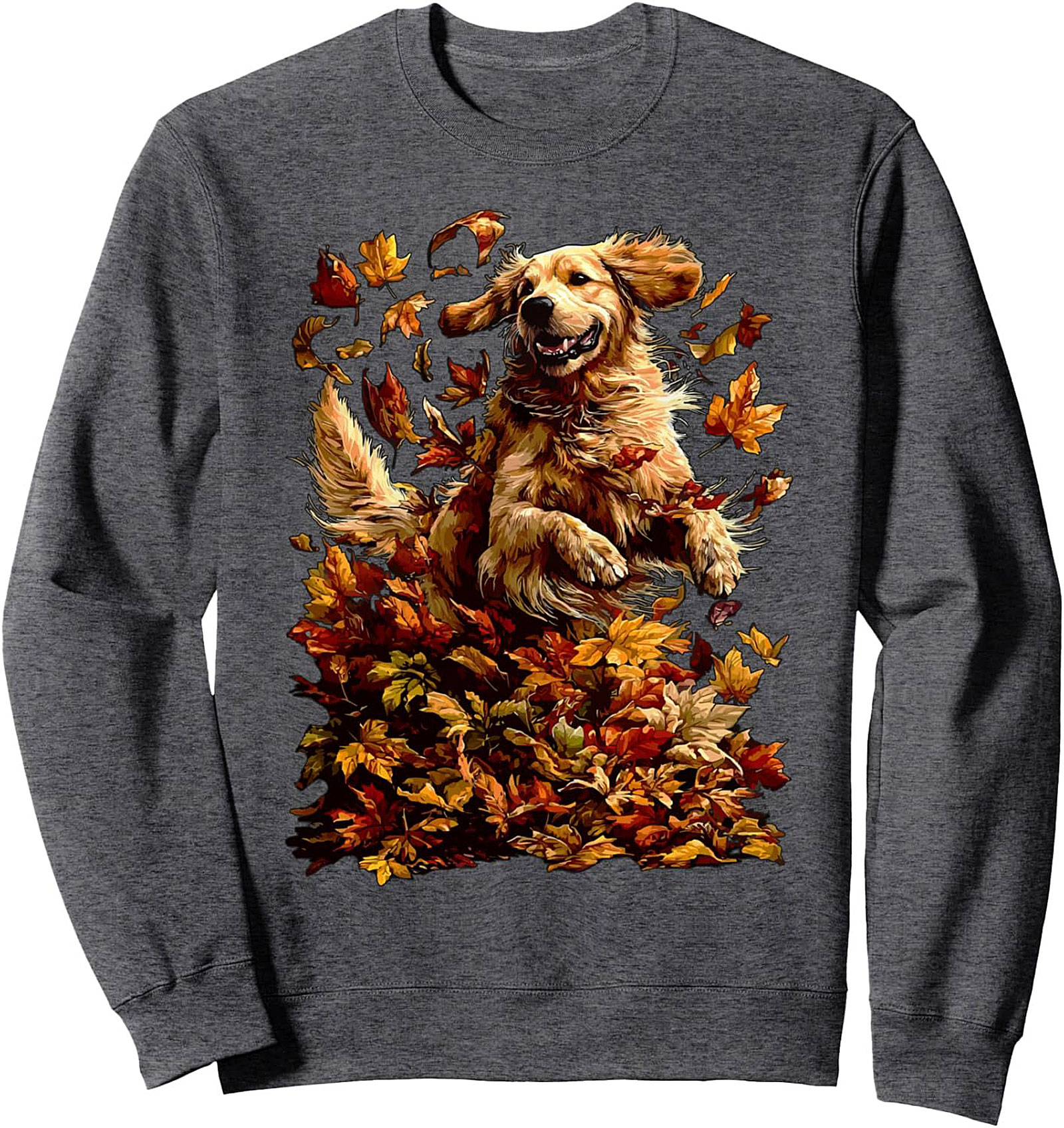Golden Retriever Autumn Leaves Graphic Sweatshirt | Fall Dog Lover Crewneck