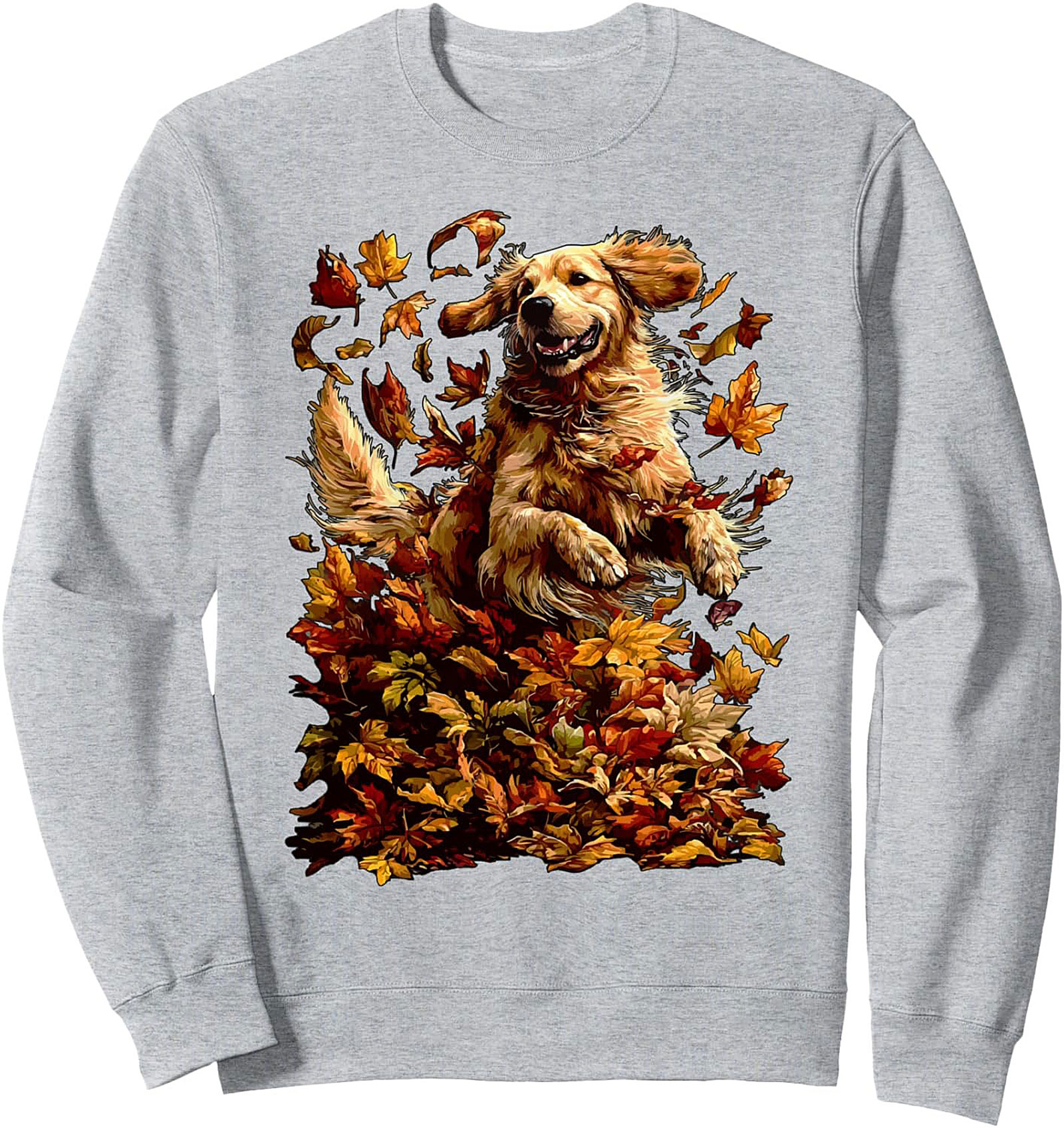 Golden Retriever Autumn Leaves Graphic Sweatshirt | Fall Dog Lover Crewneck