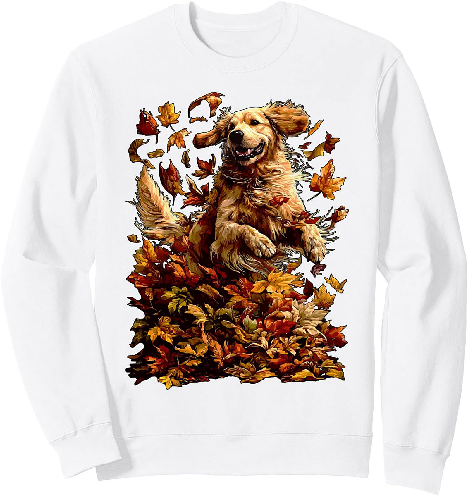 Golden Retriever Autumn Leaves Graphic Sweatshirt | Fall Dog Lover Crewneck