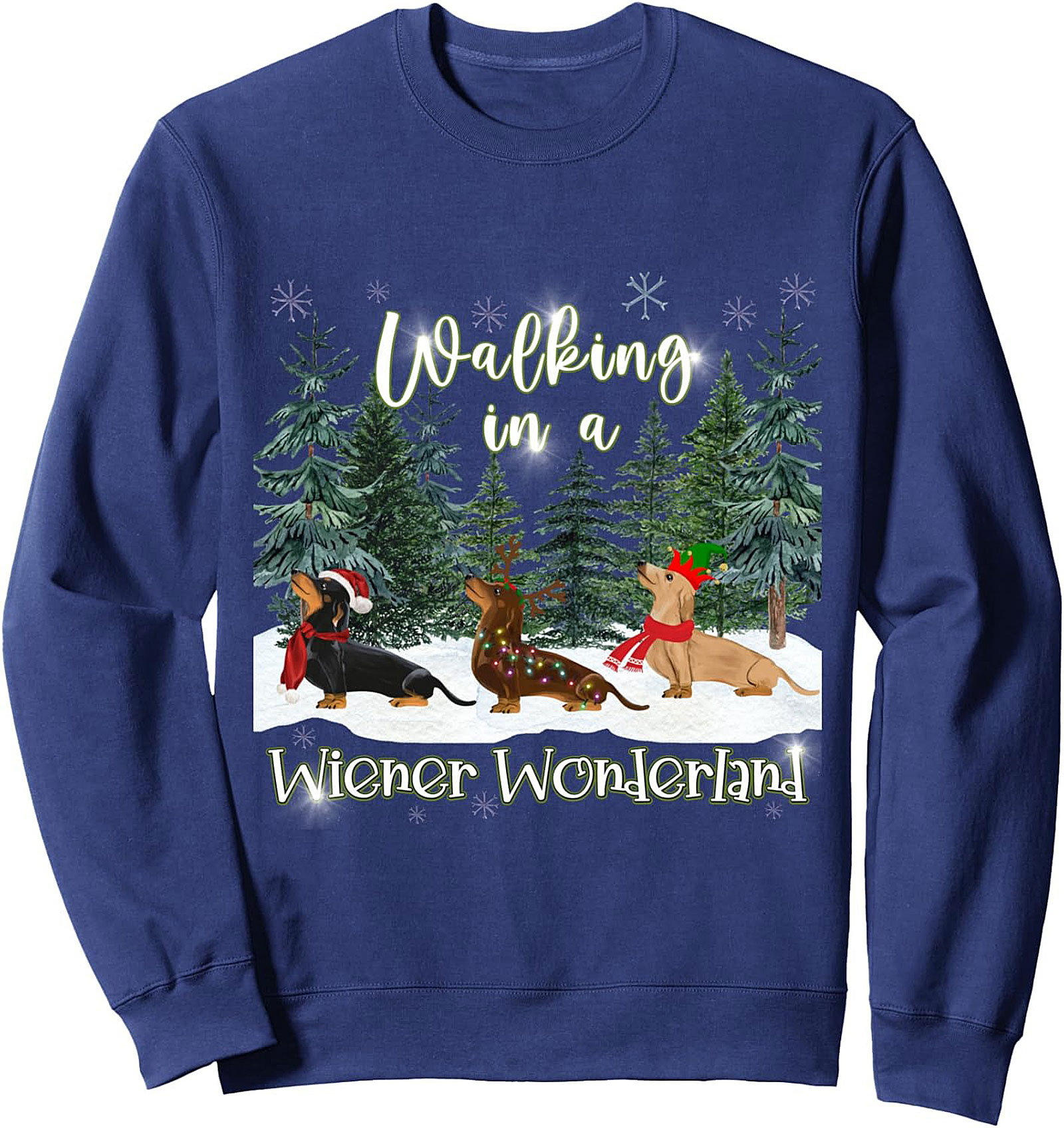Walking in a Wiener Wonderland Dachshund Christmas Crewneck Sweatshirt