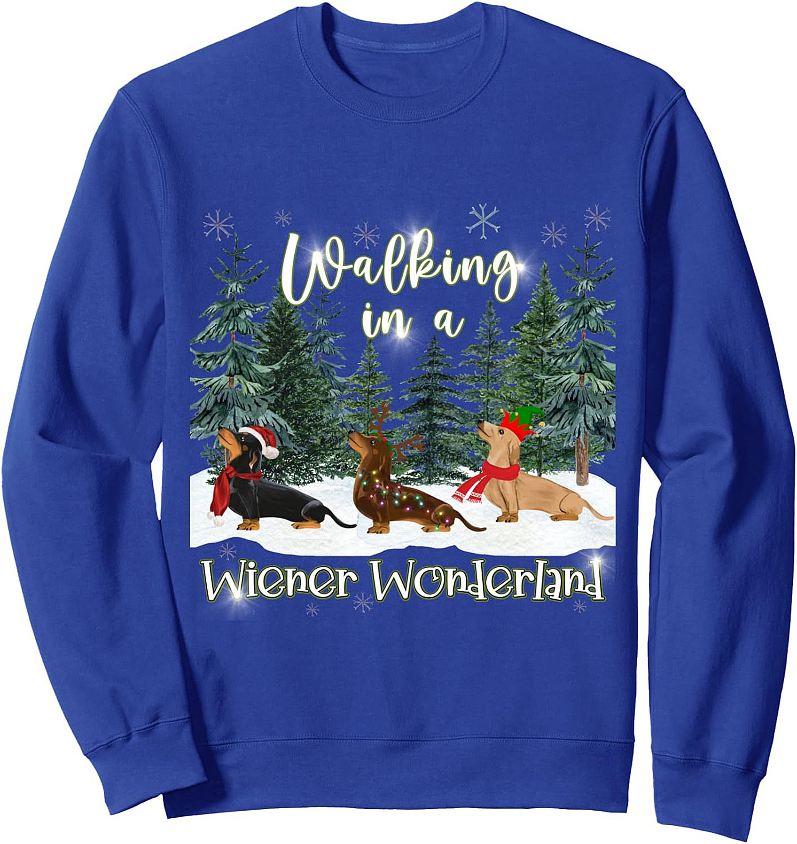Walking in a Wiener Wonderland Dachshund Christmas Crewneck Sweatshirt