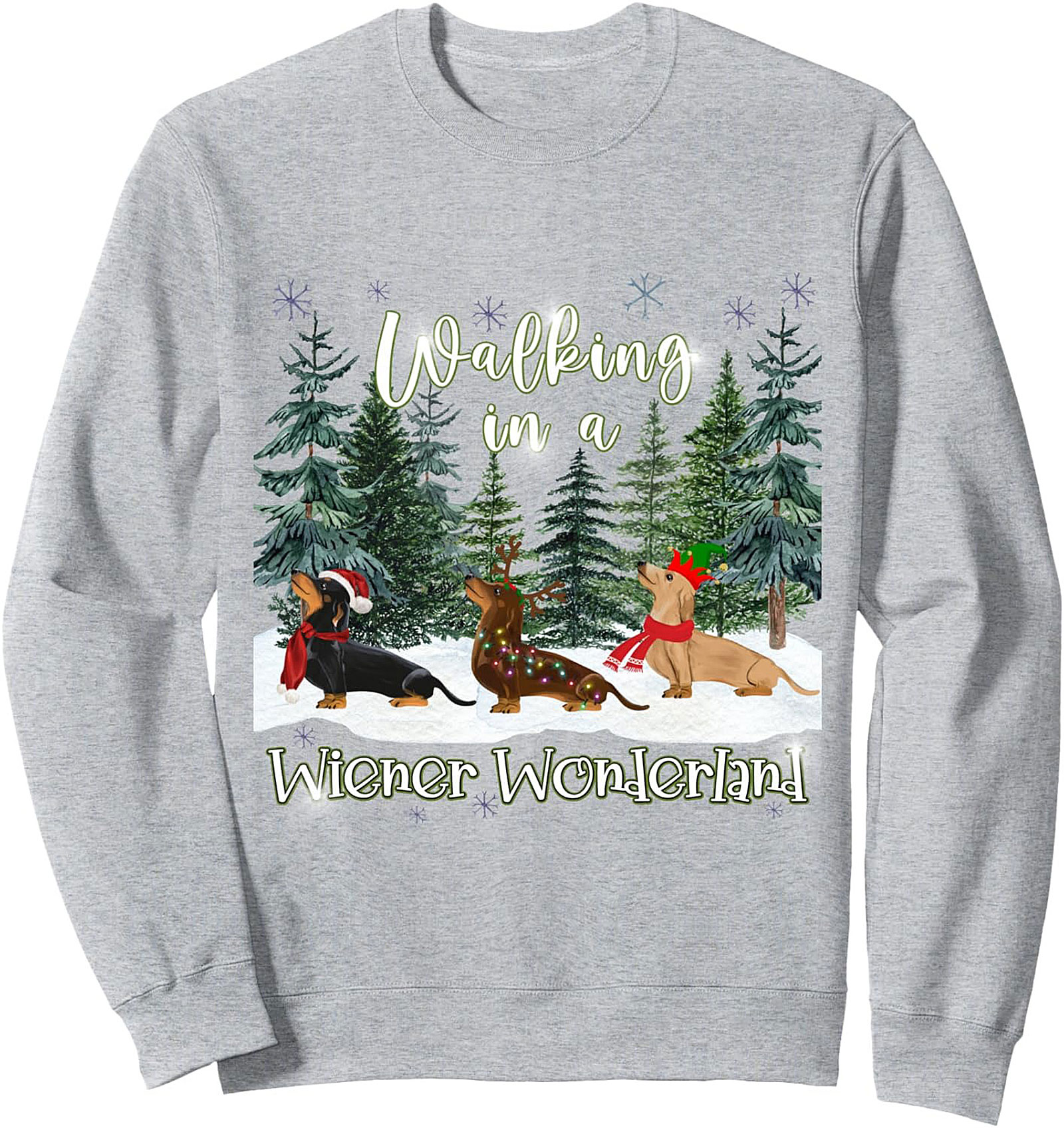 Walking in a Wiener Wonderland Dachshund Christmas Crewneck Sweatshirt
