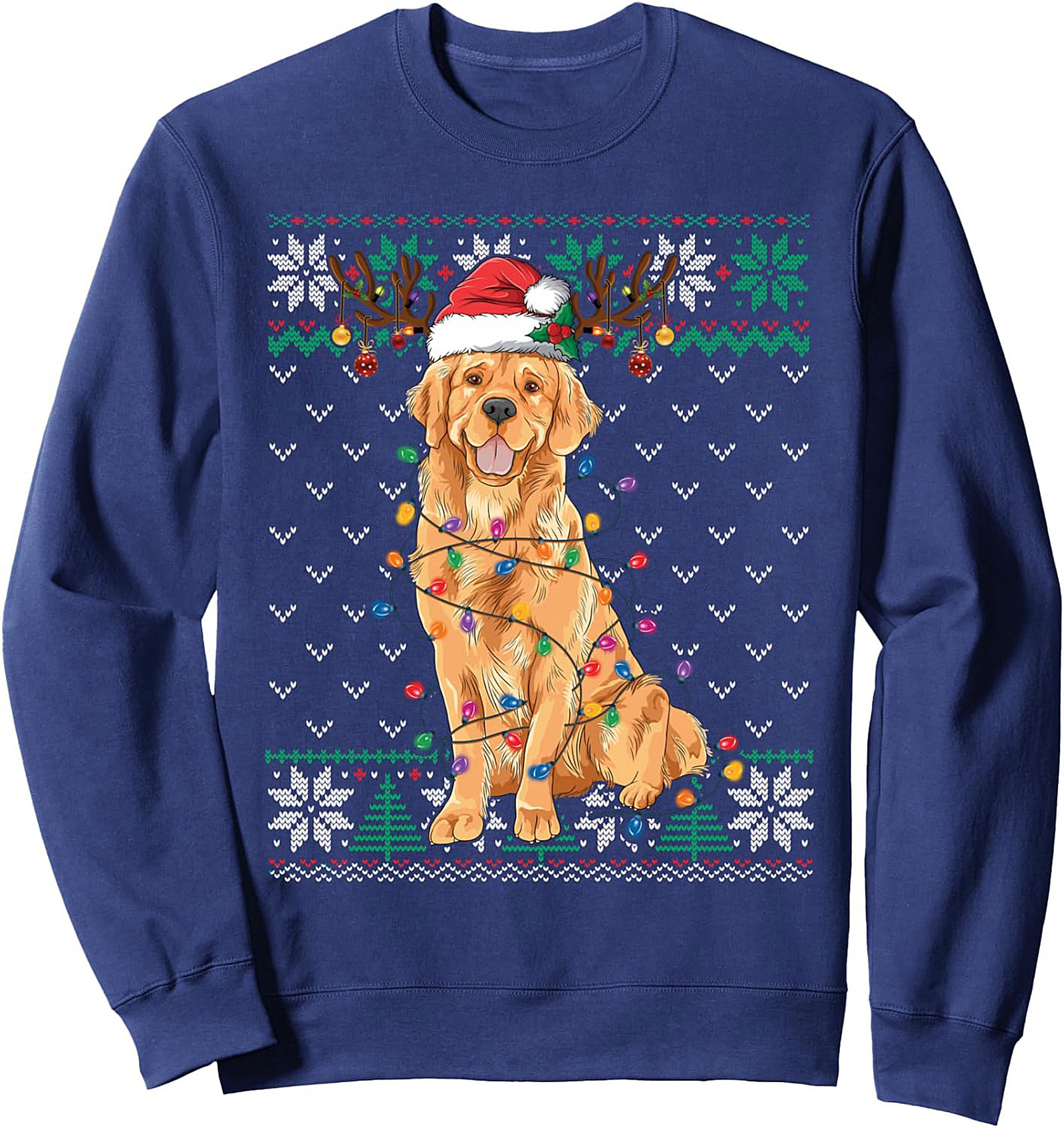 Golden Retriever Ugly Christmas Crewneck Sweatshirt | Festive Dog Lover Pullover