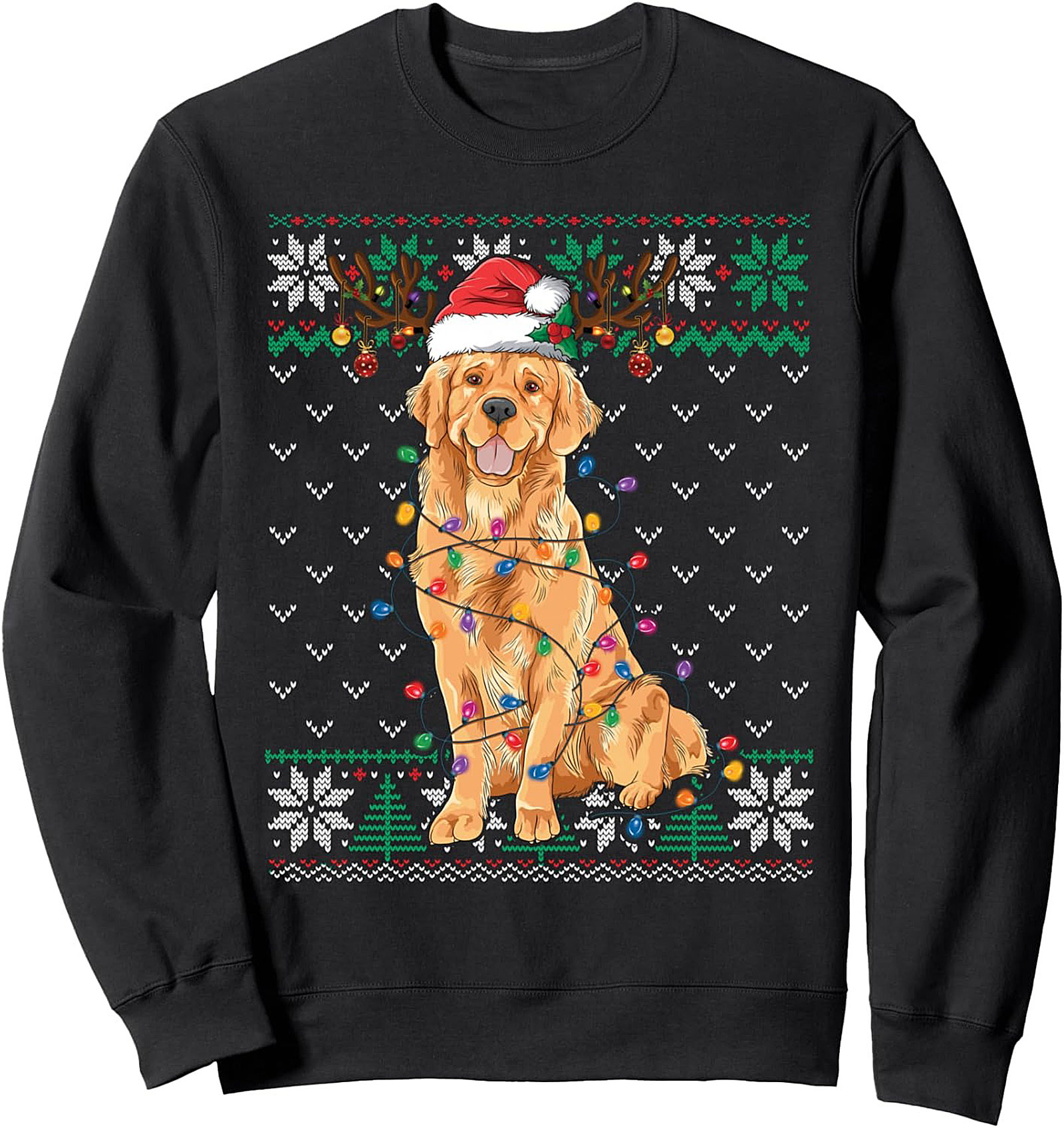 Golden Retriever Ugly Christmas Crewneck Sweatshirt | Festive Dog Lover Pullover