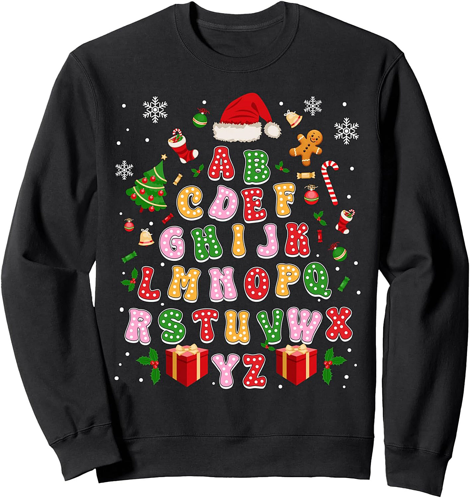 Festive Christmas Alphabet Crewneck Sweatshirt