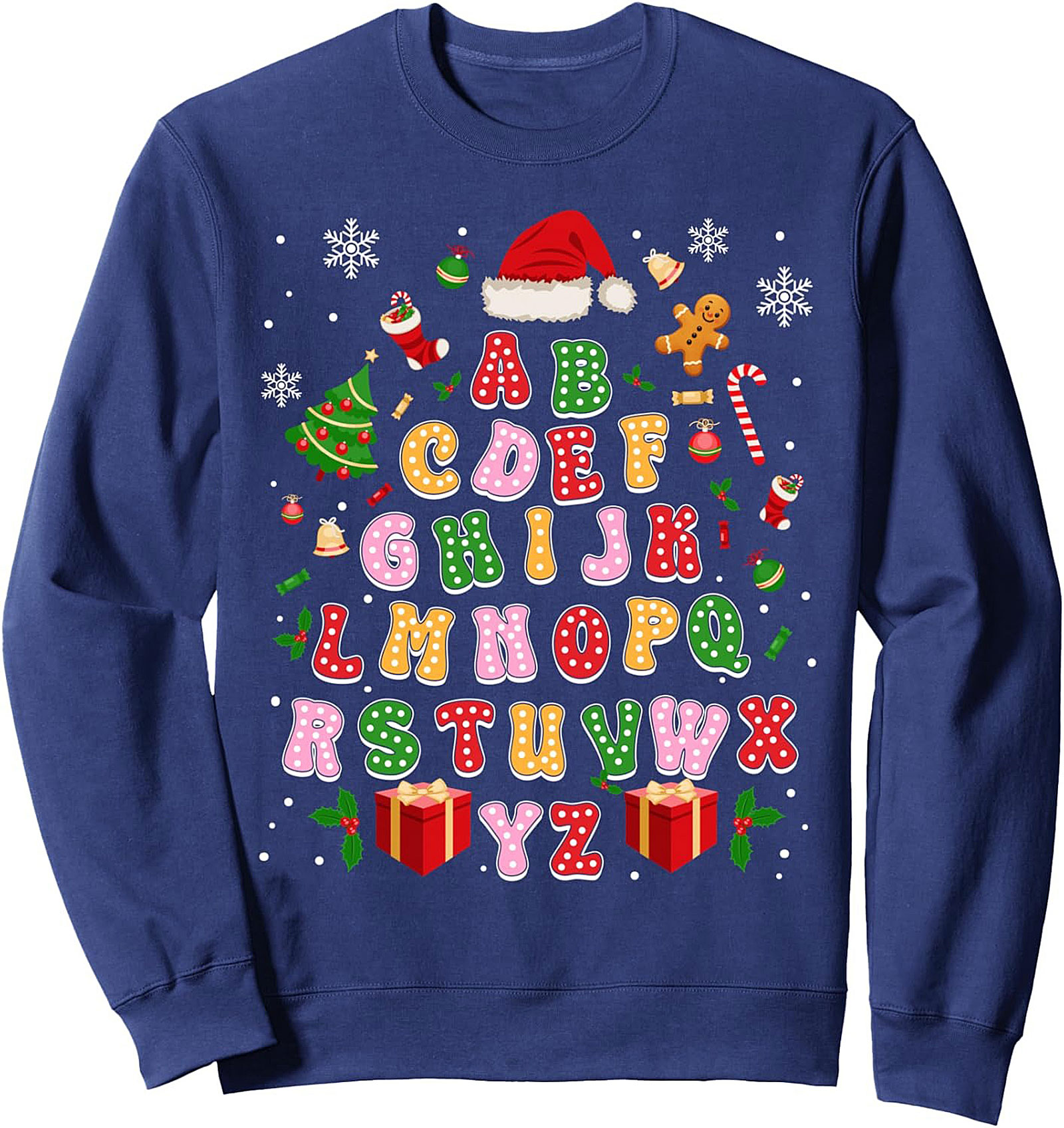Festive Christmas Alphabet Crewneck Sweatshirt	