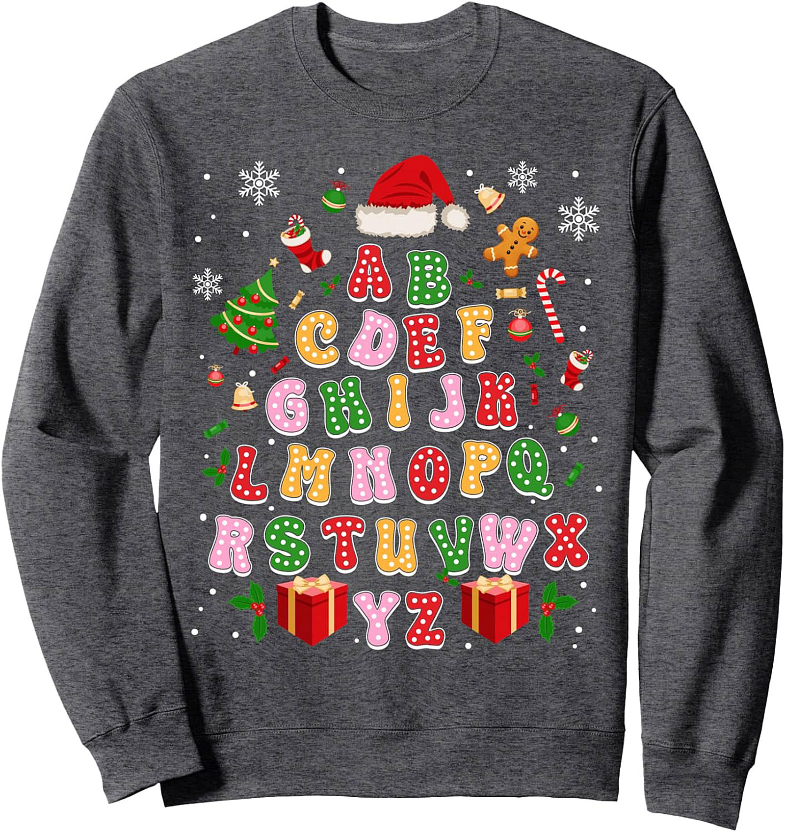 Festive Christmas Alphabet Crewneck Sweatshirt	