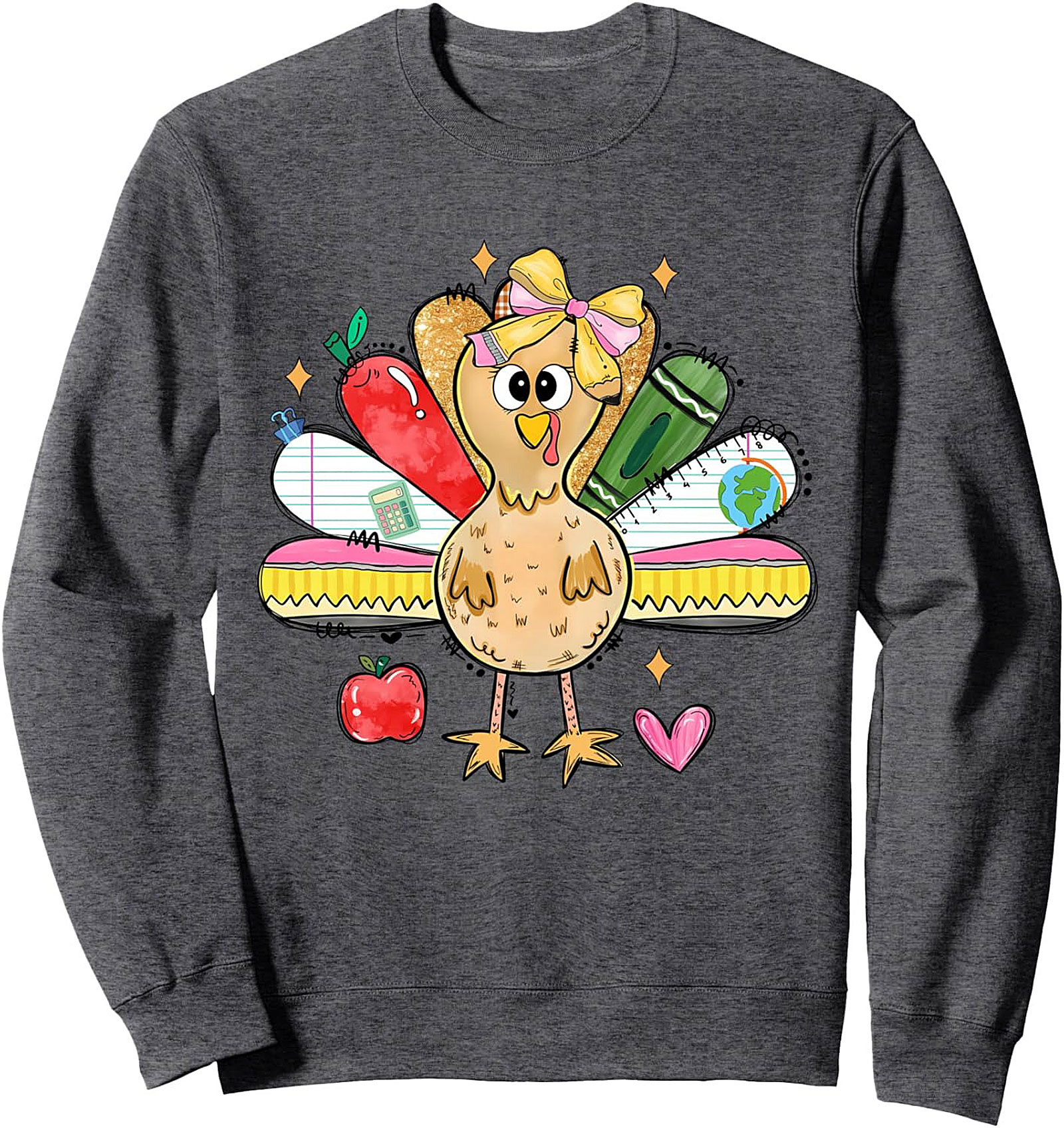 Teacher Thanksgiving Crewneck Sweatshirt Cute Turkey