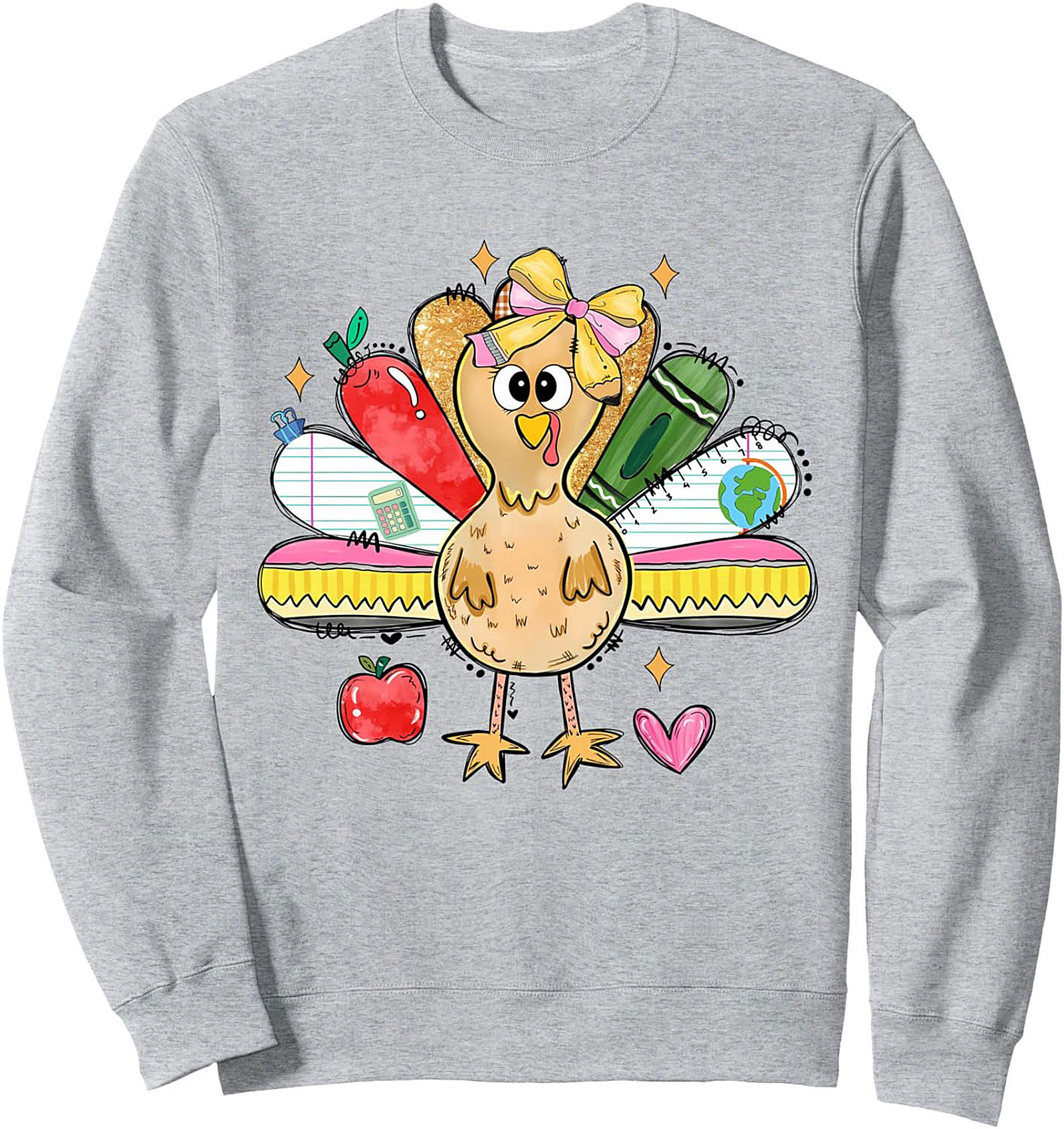 Teacher Thanksgiving Crewneck Sweatshirt Cute Turkey