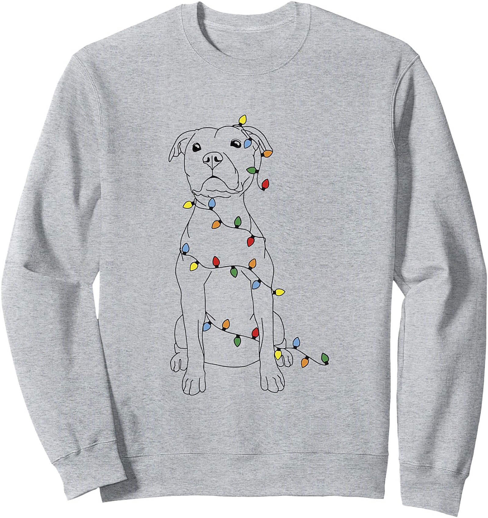 Pitbull Christmas Lights Crewneck Sweatshirt | Festive Dog Lover Graphic Pullover