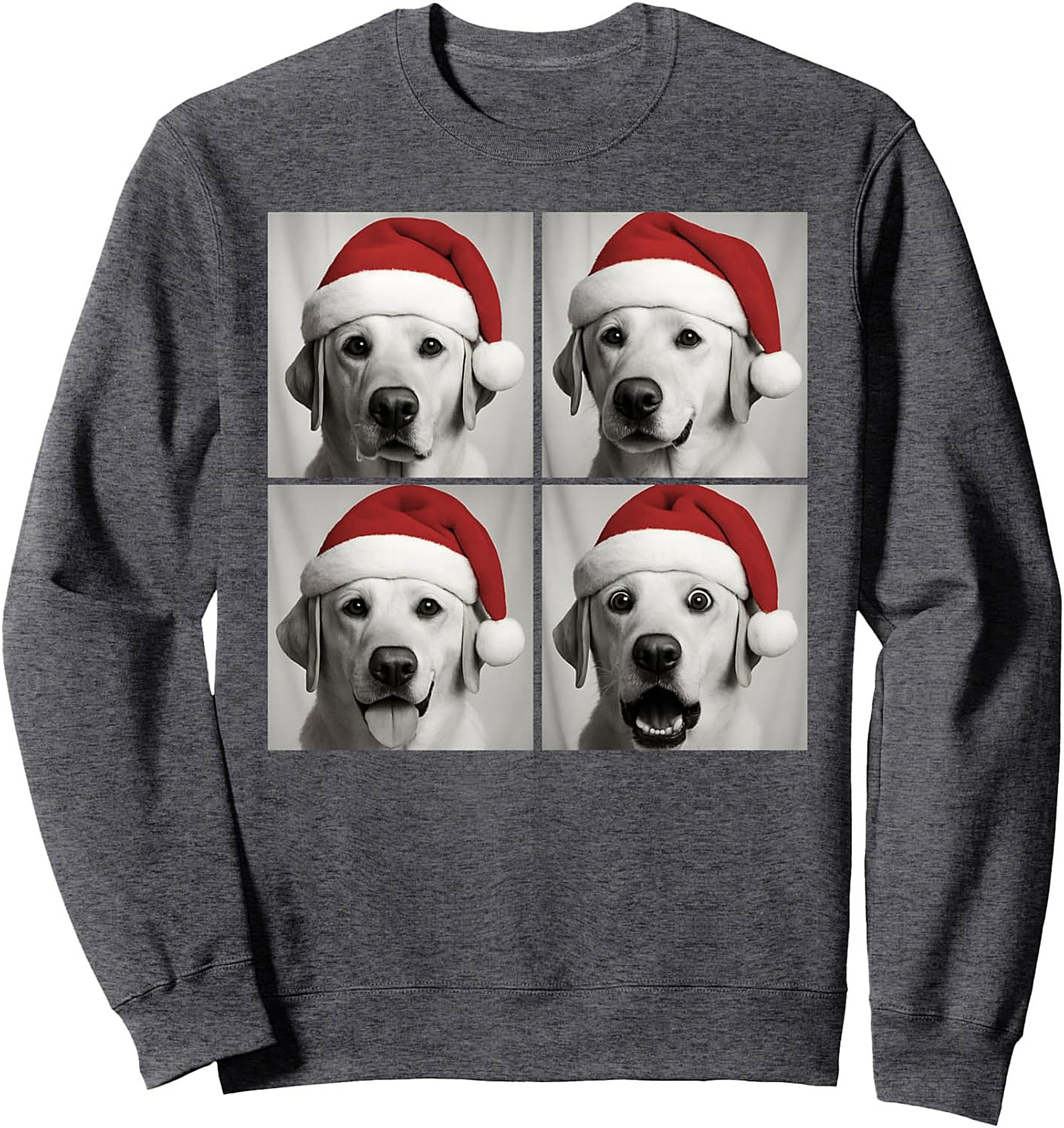 Funny Labrador Christmas Sweatshirt: Santa Hat Dog Crewneck Pullover