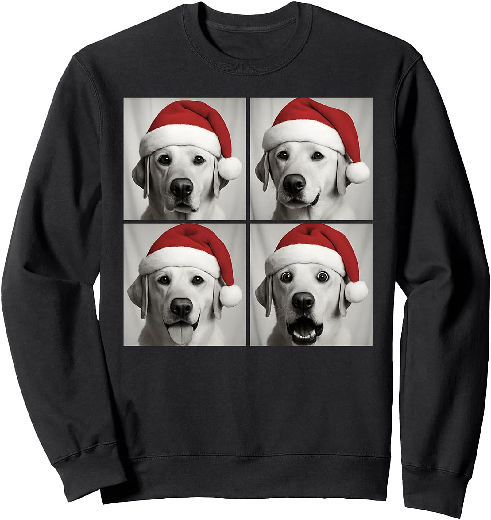 Funny Labrador Christmas Sweatshirt: Santa Hat Dog Crewneck Pullover