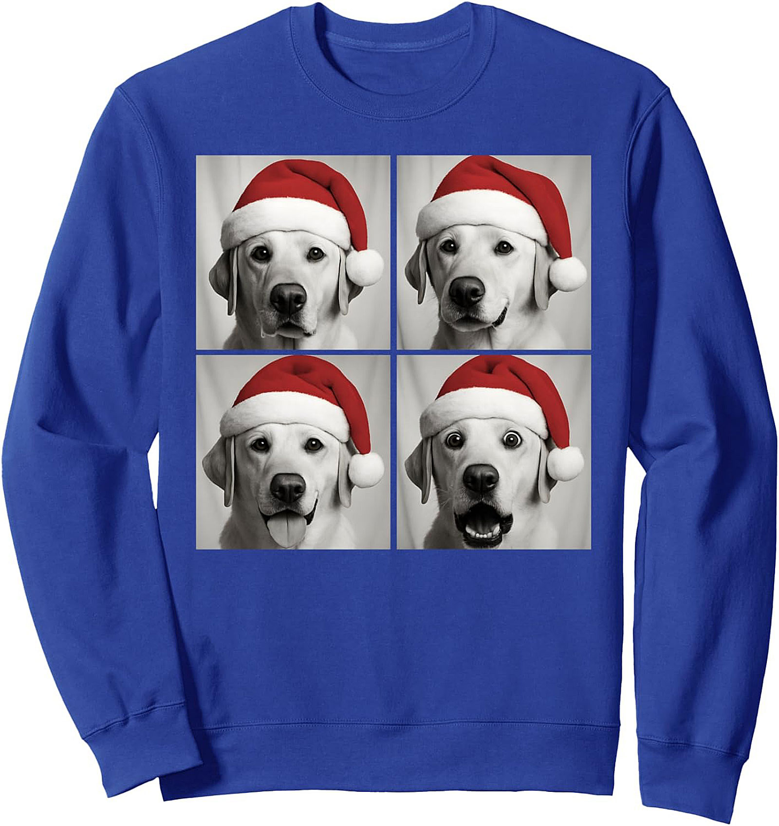 Funny Labrador Christmas Sweatshirt: Santa Hat Dog Crewneck Pullover