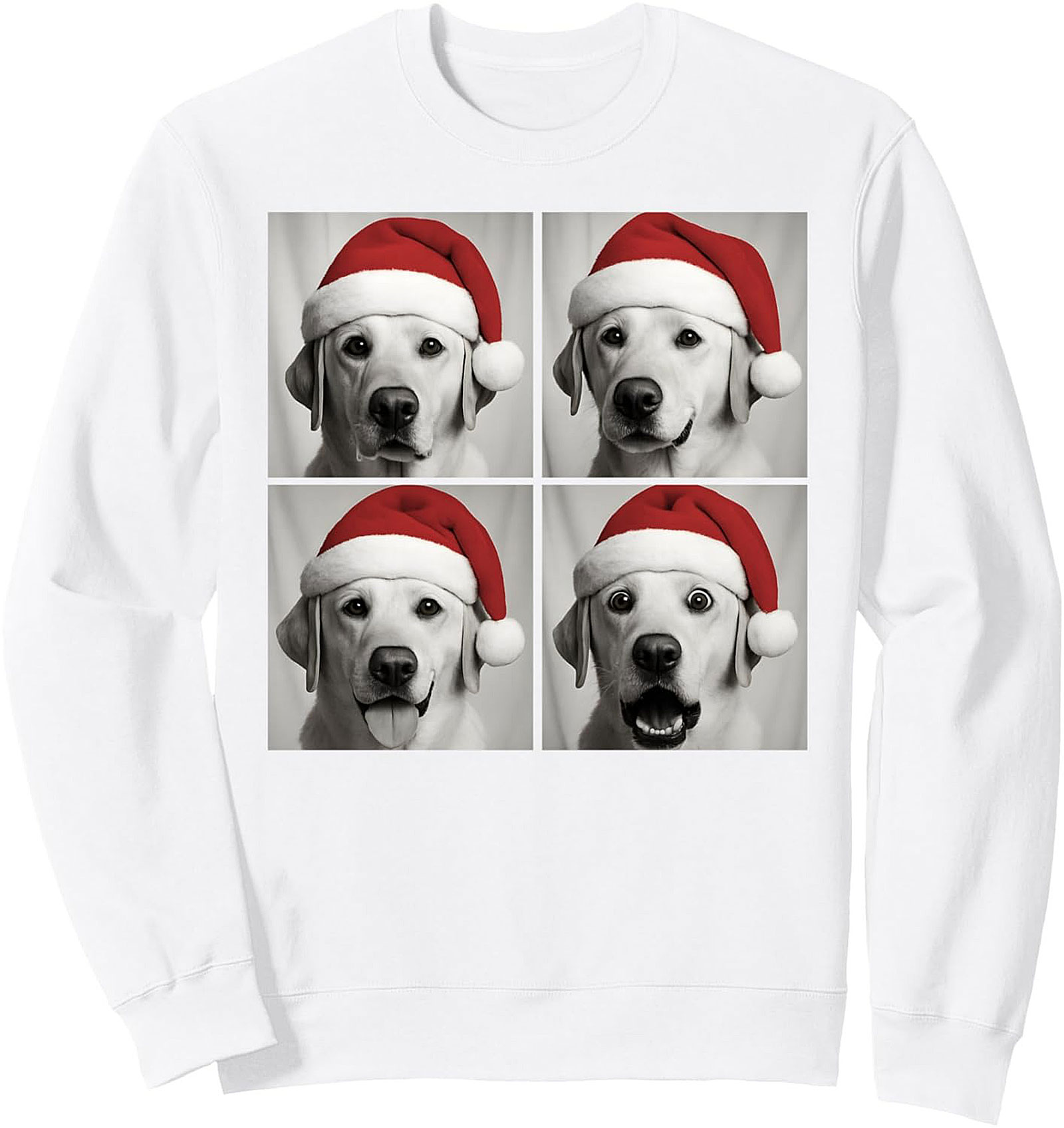 Funny Labrador Christmas Sweatshirt: Santa Hat Dog Crewneck Pullover