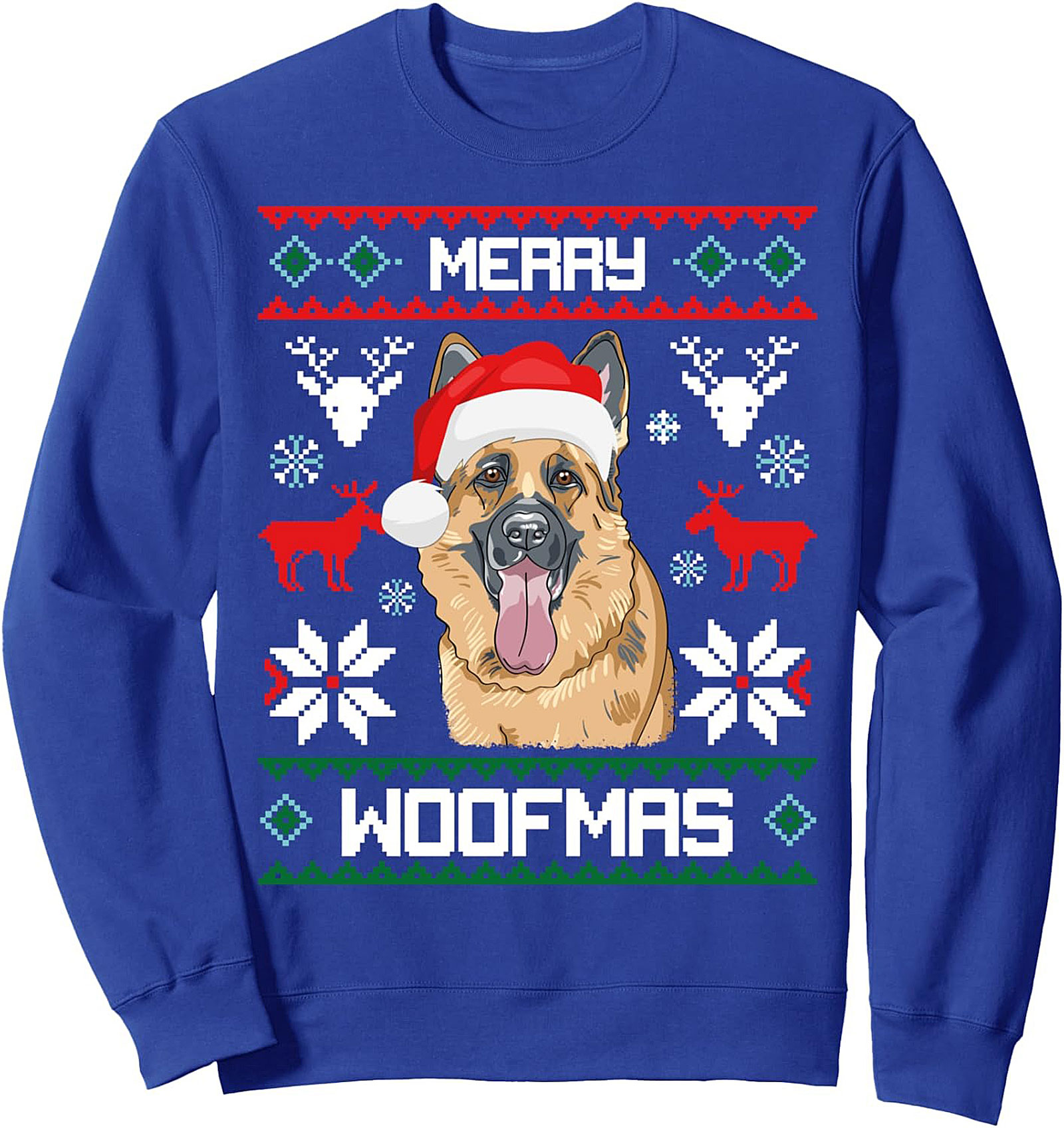 MERRY WOOFMAS GERMAN SHEPHERD CHRISTMAS CREWNECK SWEATSHIRT