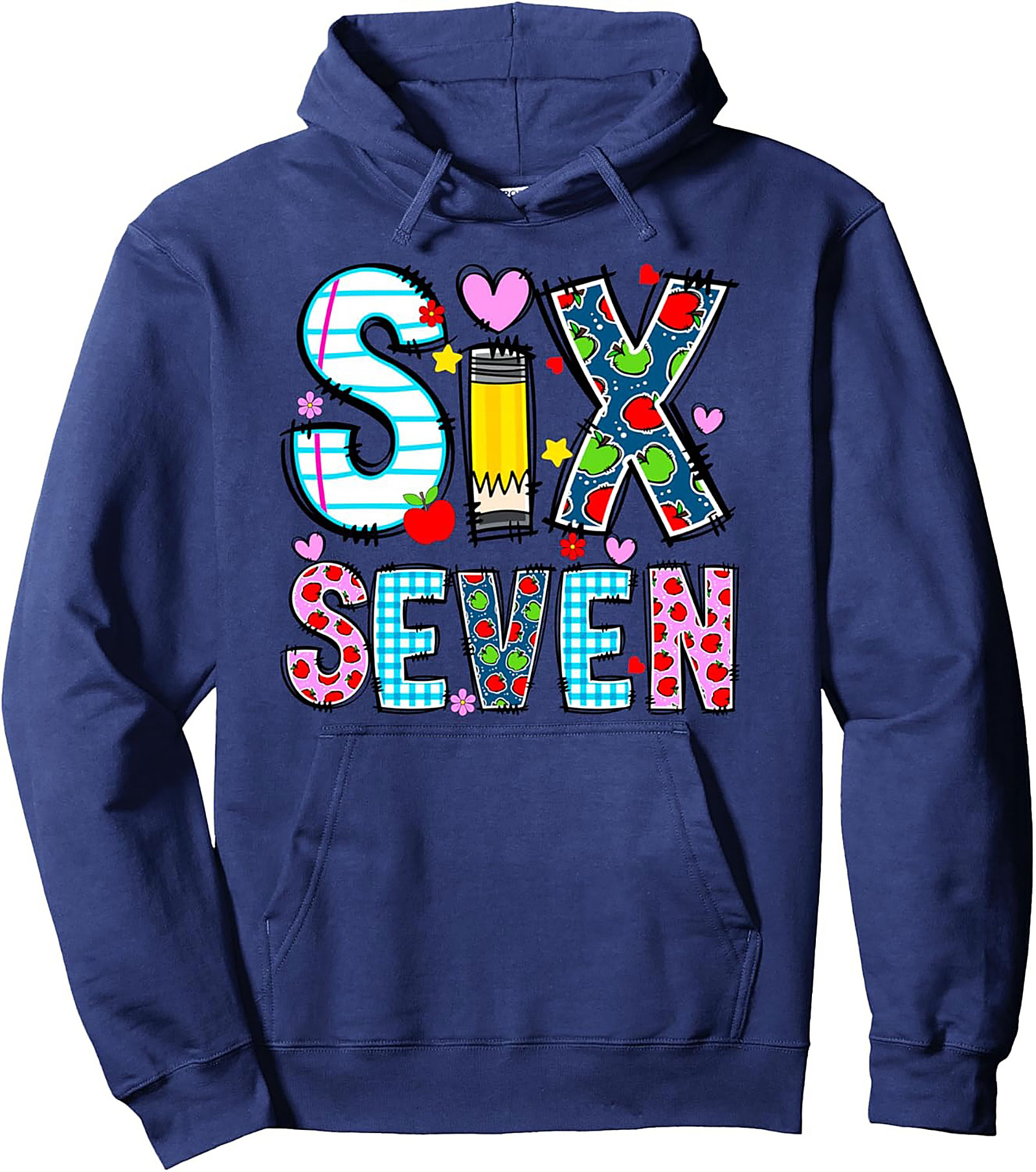 6th Birthday Pullover Hoodie School Style Graphic Hoodie