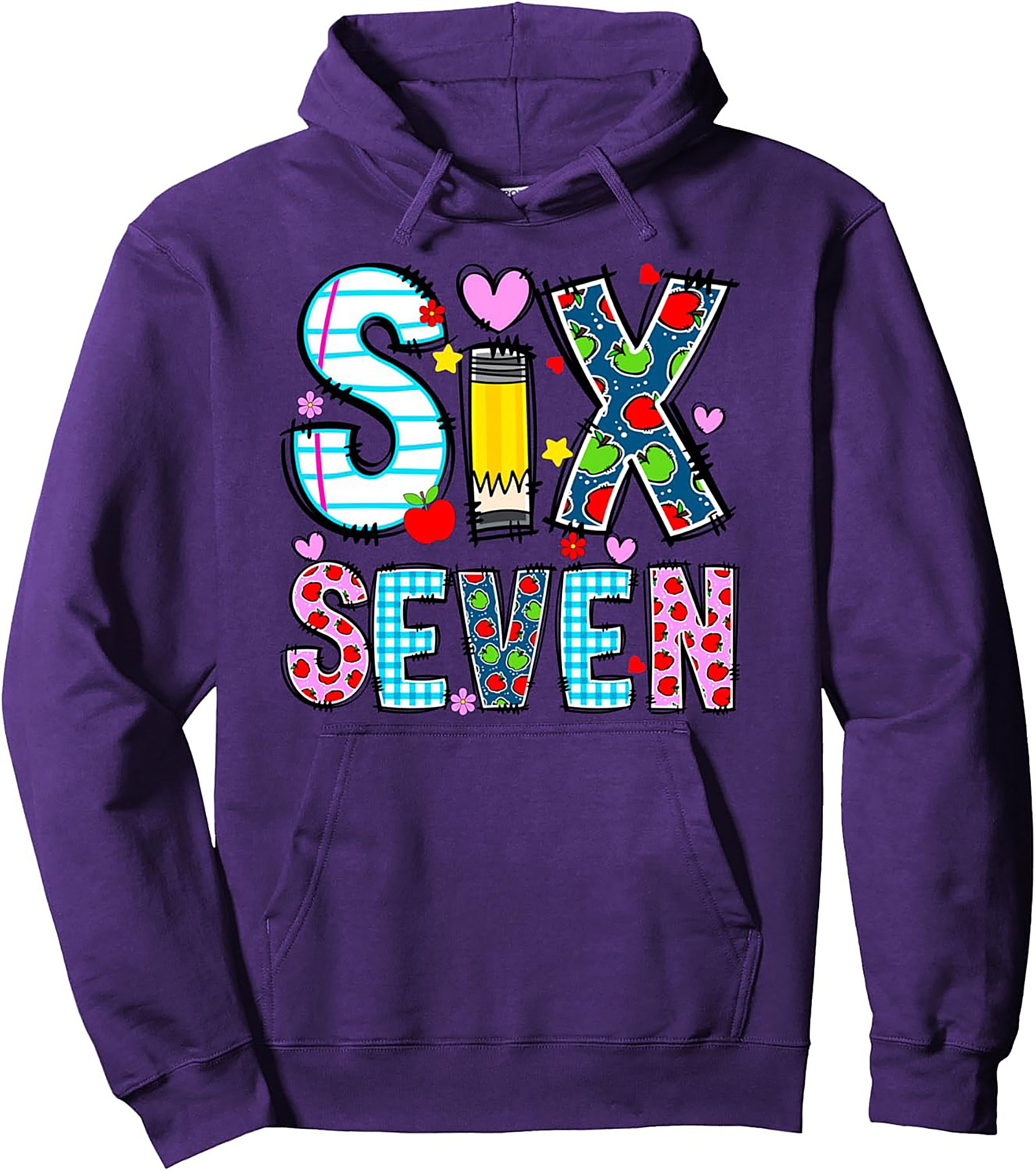 6th Birthday Pullover Hoodie School Style Graphic Hoodie