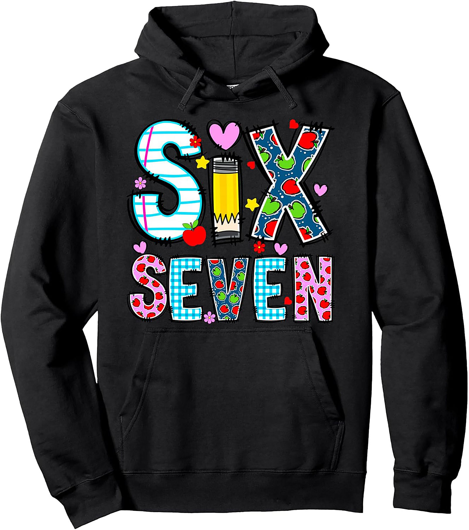 6th Birthday Pullover Hoodie School Style Graphic Hoodie