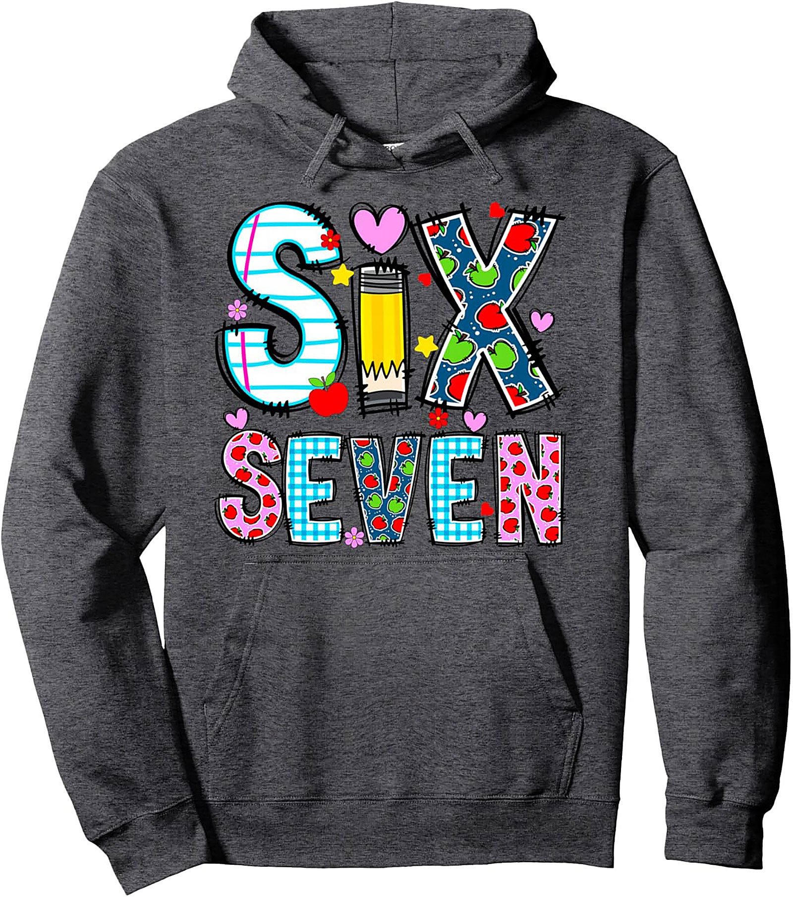 6th Birthday Pullover Hoodie School Style Graphic Hoodie
