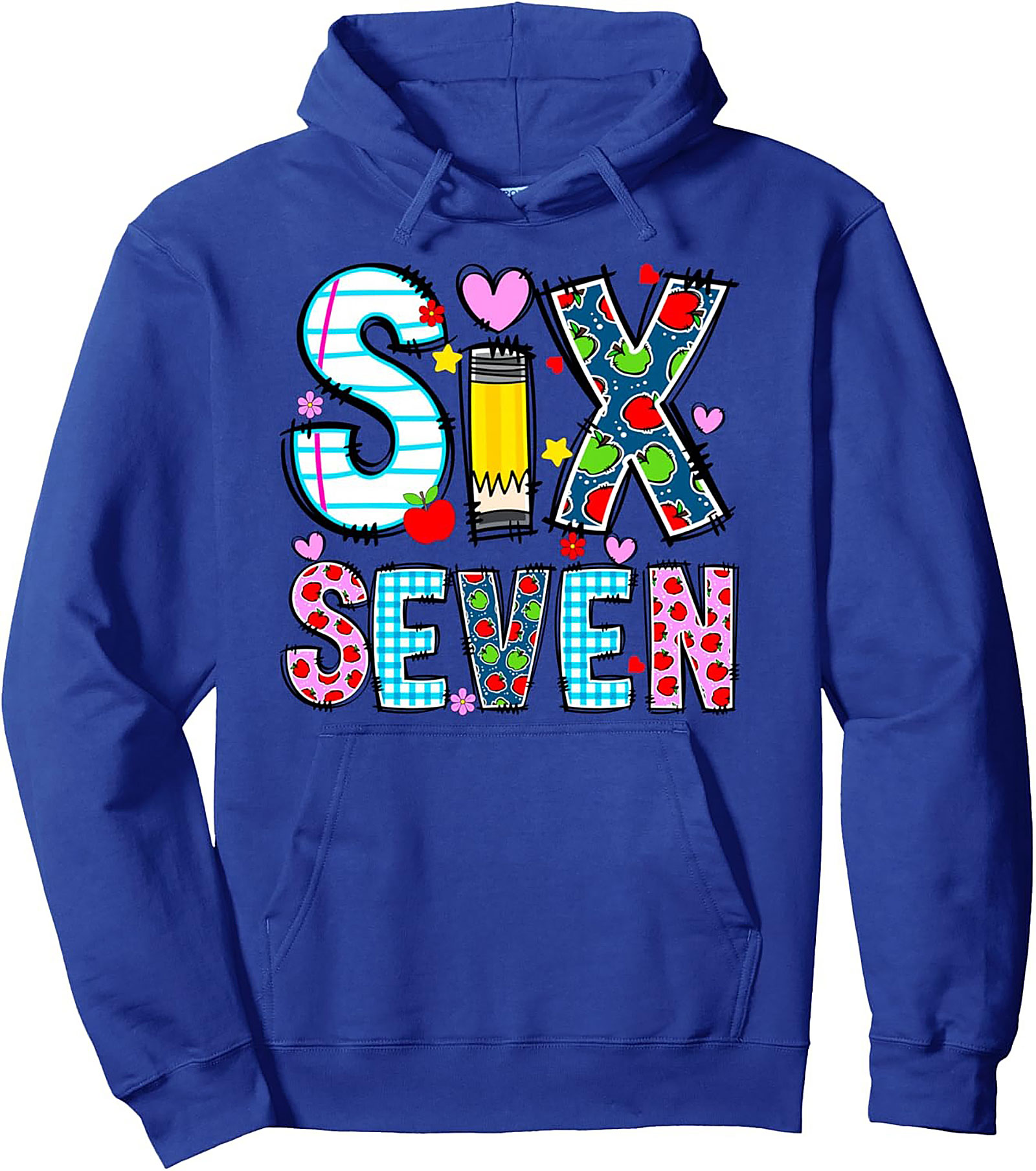 6th Birthday Pullover Hoodie School Style Graphic Hoodie
