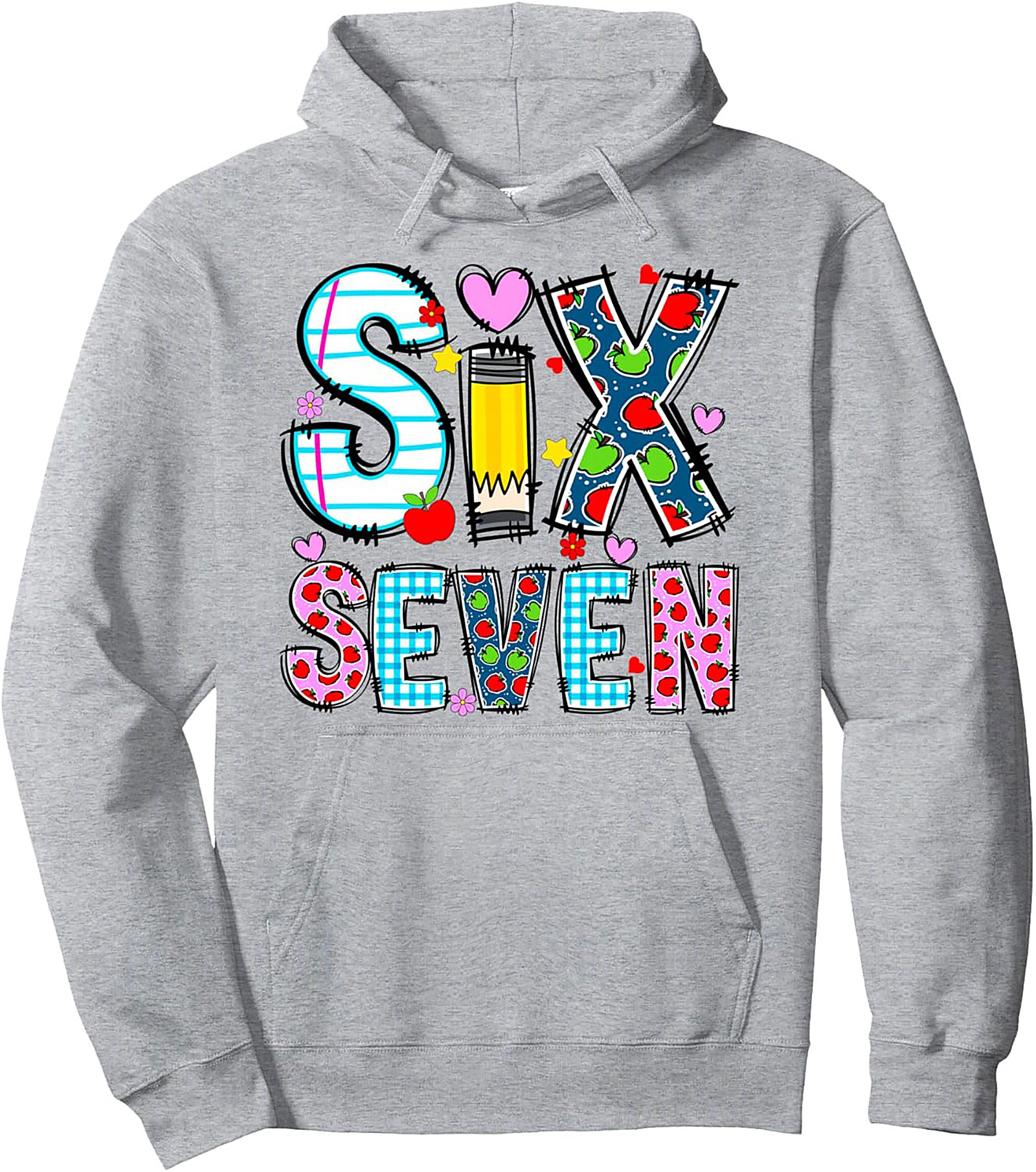 6th Birthday Pullover Hoodie School Style Graphic Hoodie