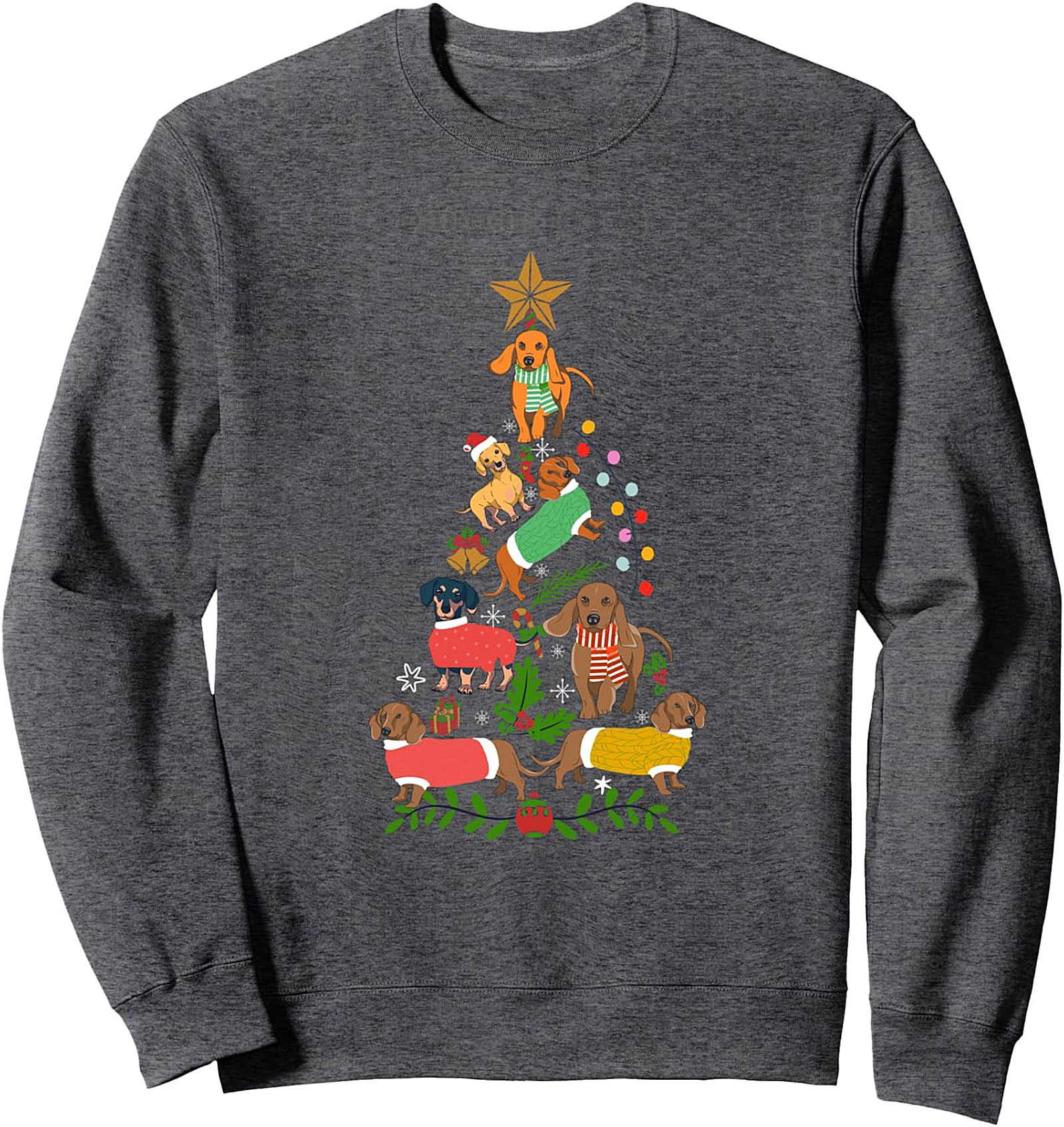 The Dachshund Christmas Tree Pullover Sweatshirt | Festive Wiener Dog Crewneck