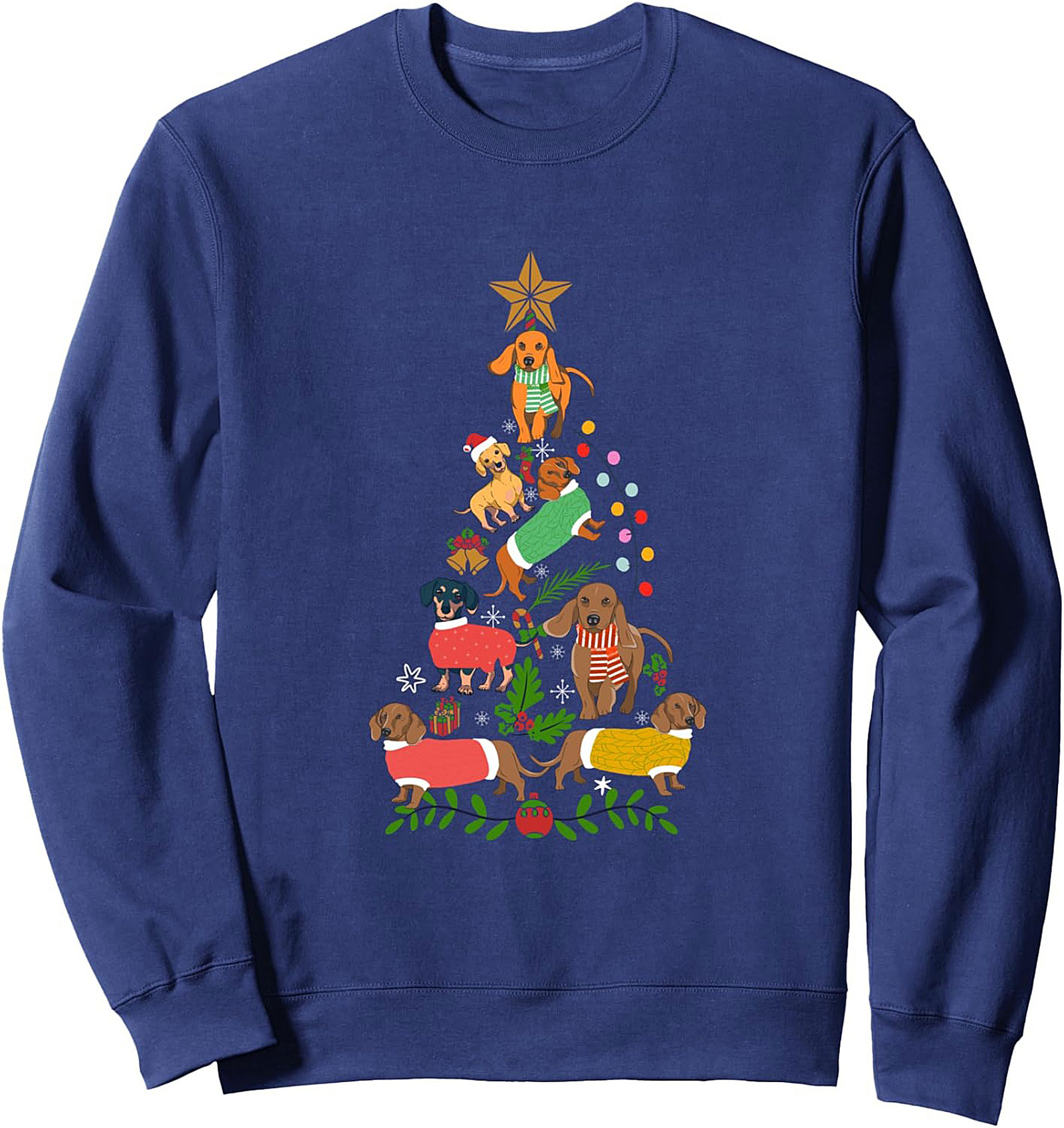 The Dachshund Christmas Tree Pullover Sweatshirt | Festive Wiener Dog Crewneck