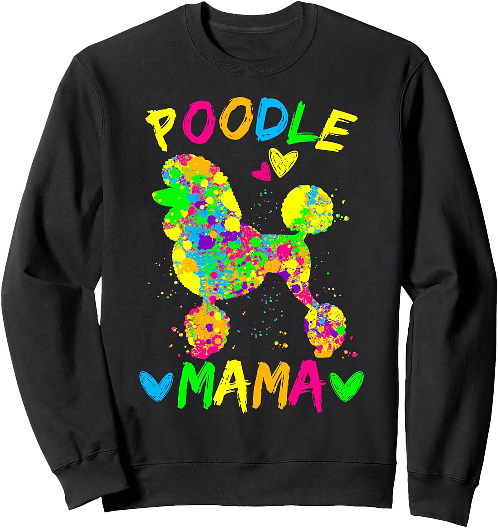 Neon Poodle Mama Crewneck Sweatshirt – Vibrant Dog Lover Graphic Pullover