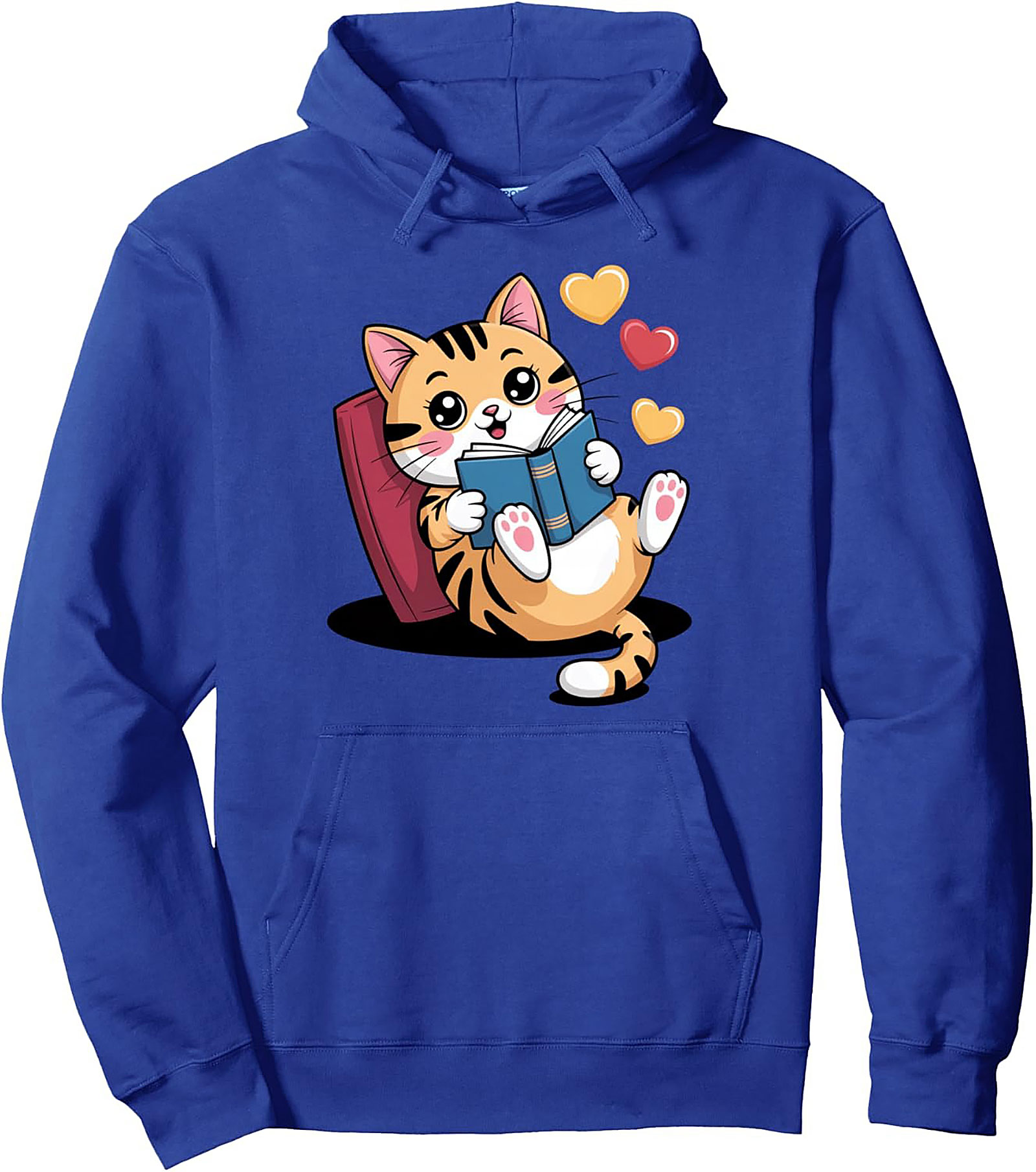 Cozy Book Lover Cat Pullover Hoodie Perfect Gift