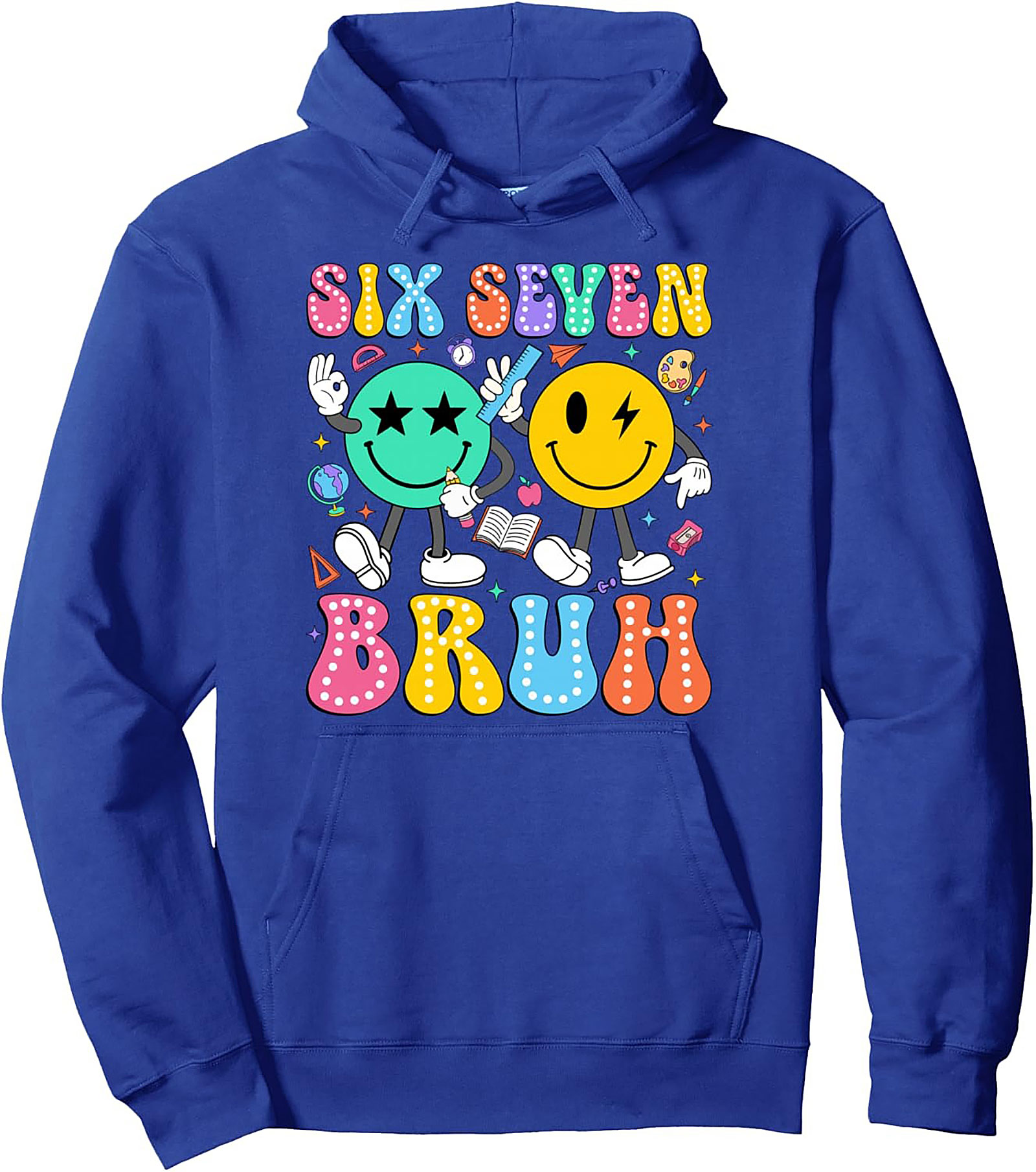 Six Seven Bruh Retro Middle School Graphic Hoodie Cozy Pullover
