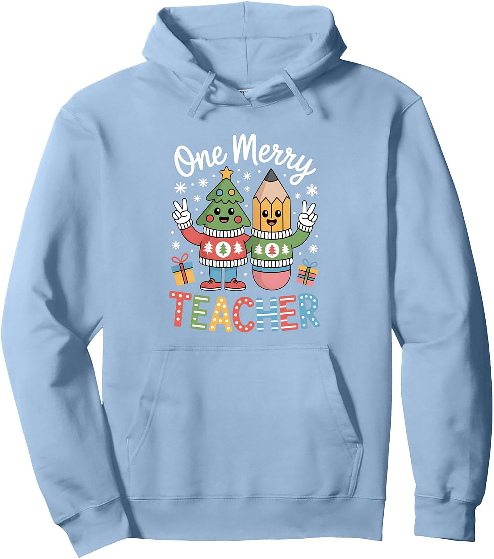 Merry Teacher Christmas Hoodie Cozy Pullover Gift