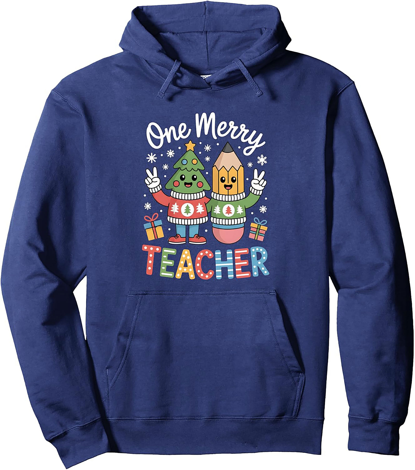 Merry Teacher Christmas Hoodie Cozy Pullover Gift