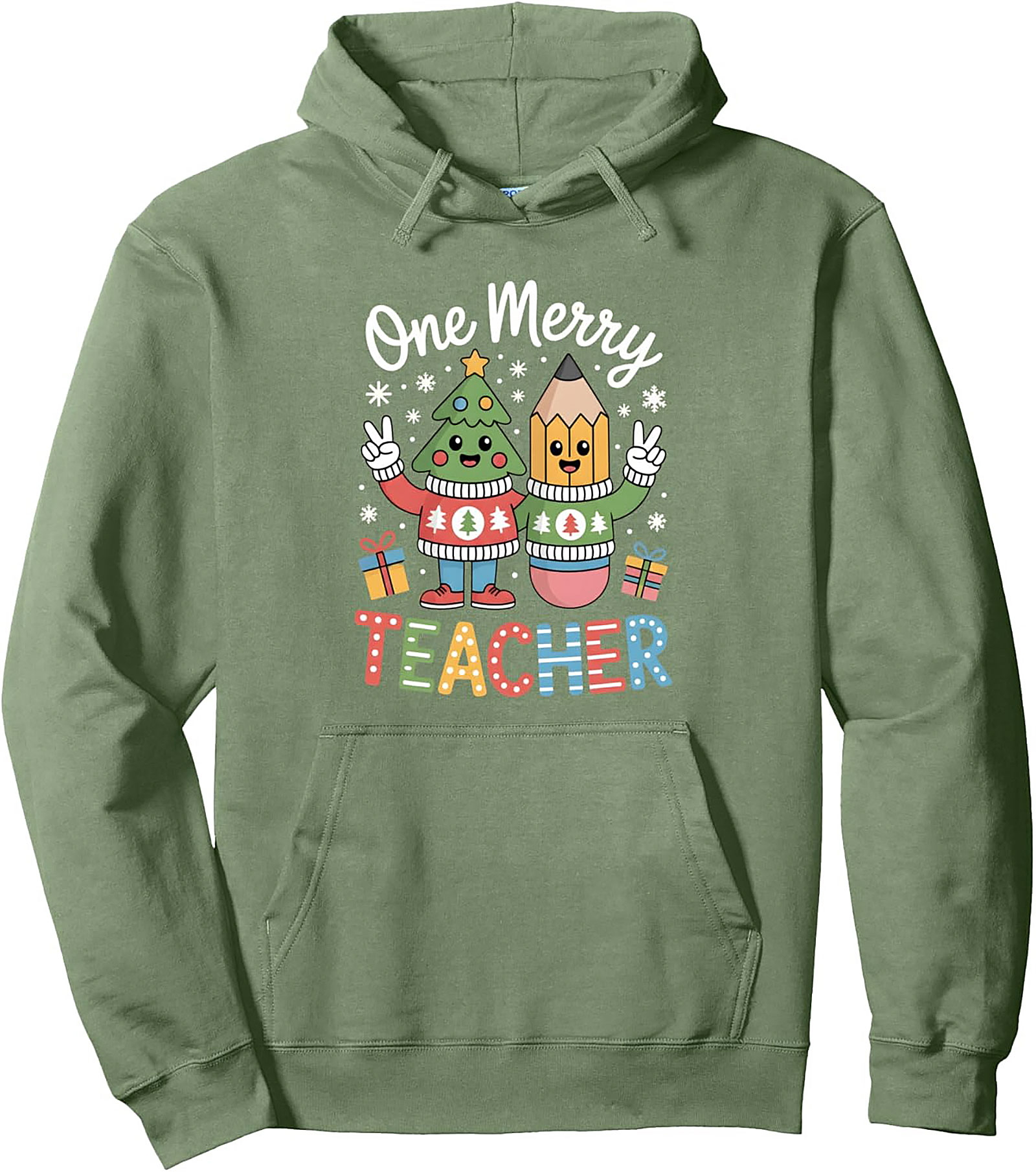 Merry Teacher Christmas Hoodie Cozy Pullover Gift