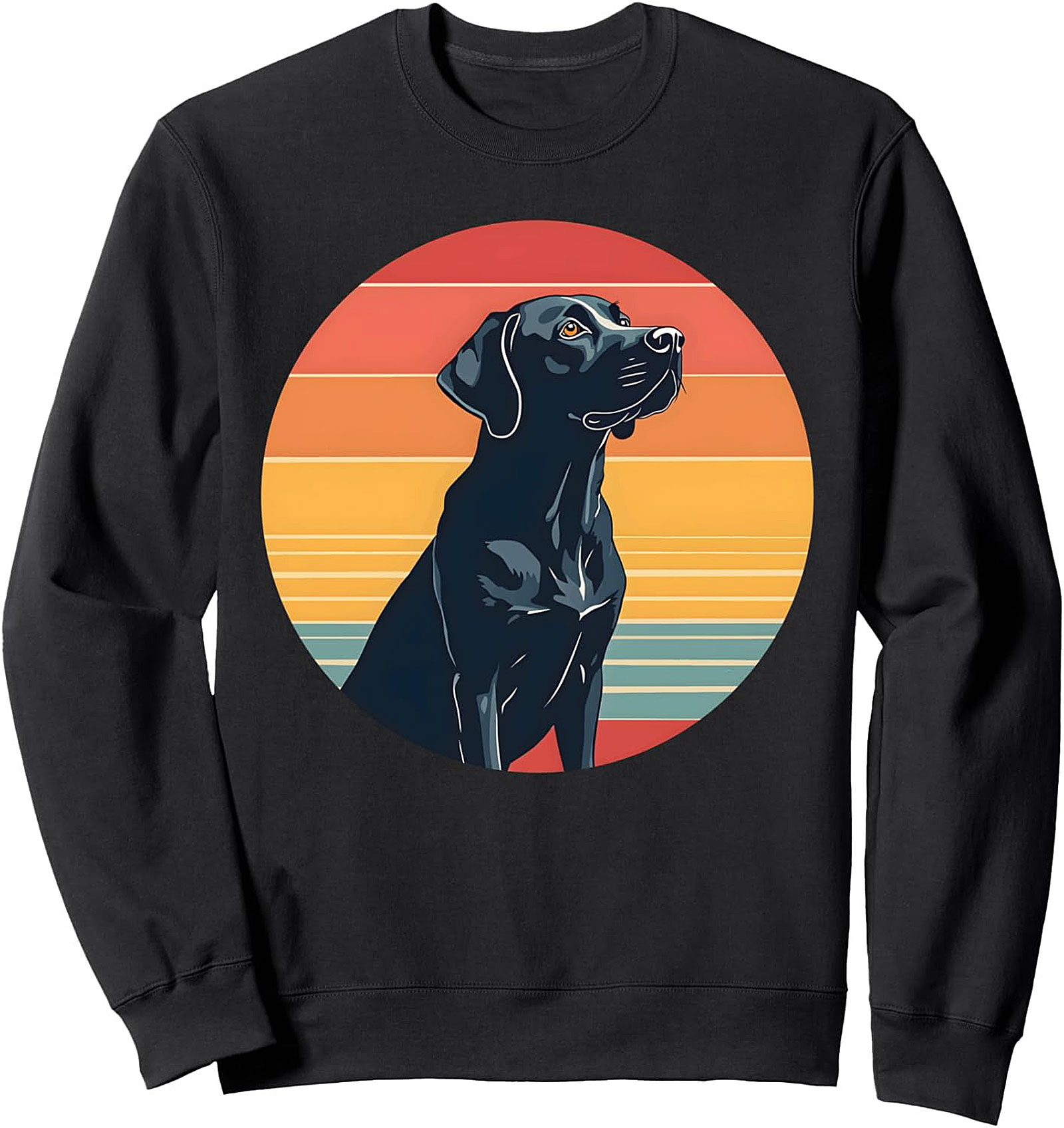 Retro Sunset Black Labrador Retriever Crewneck Sweatshirt