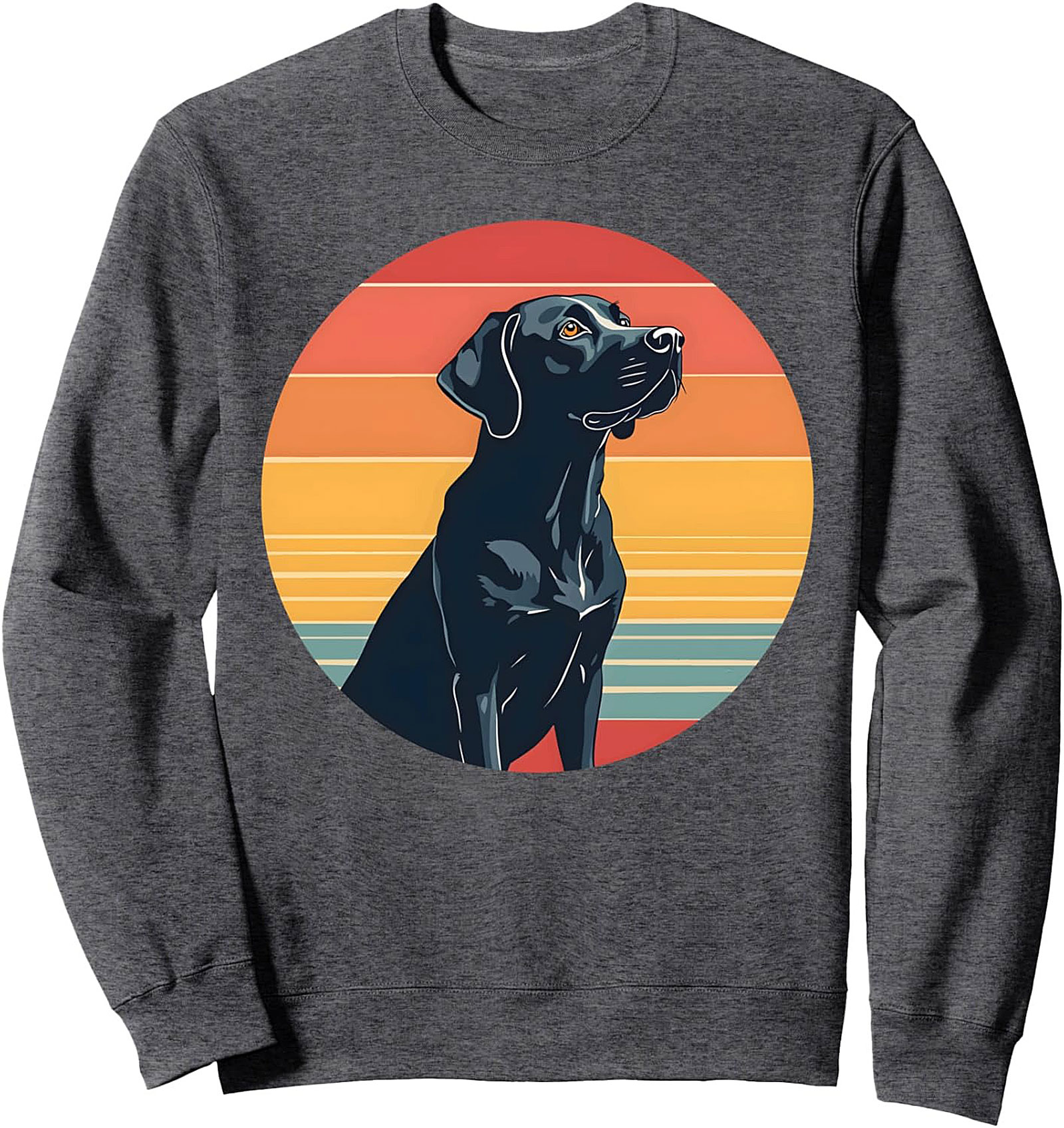 Retro Sunset Black Labrador Retriever Crewneck Sweatshirt