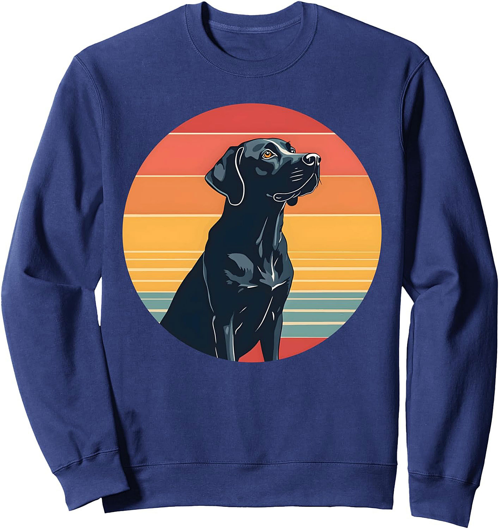 Retro Sunset Black Labrador Retriever Crewneck Sweatshirt