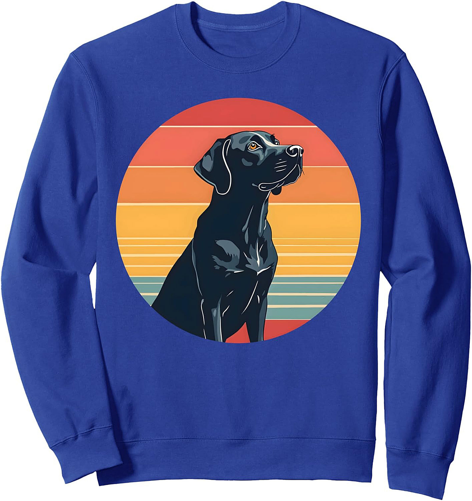 Retro Sunset Black Labrador Retriever Crewneck Sweatshirt