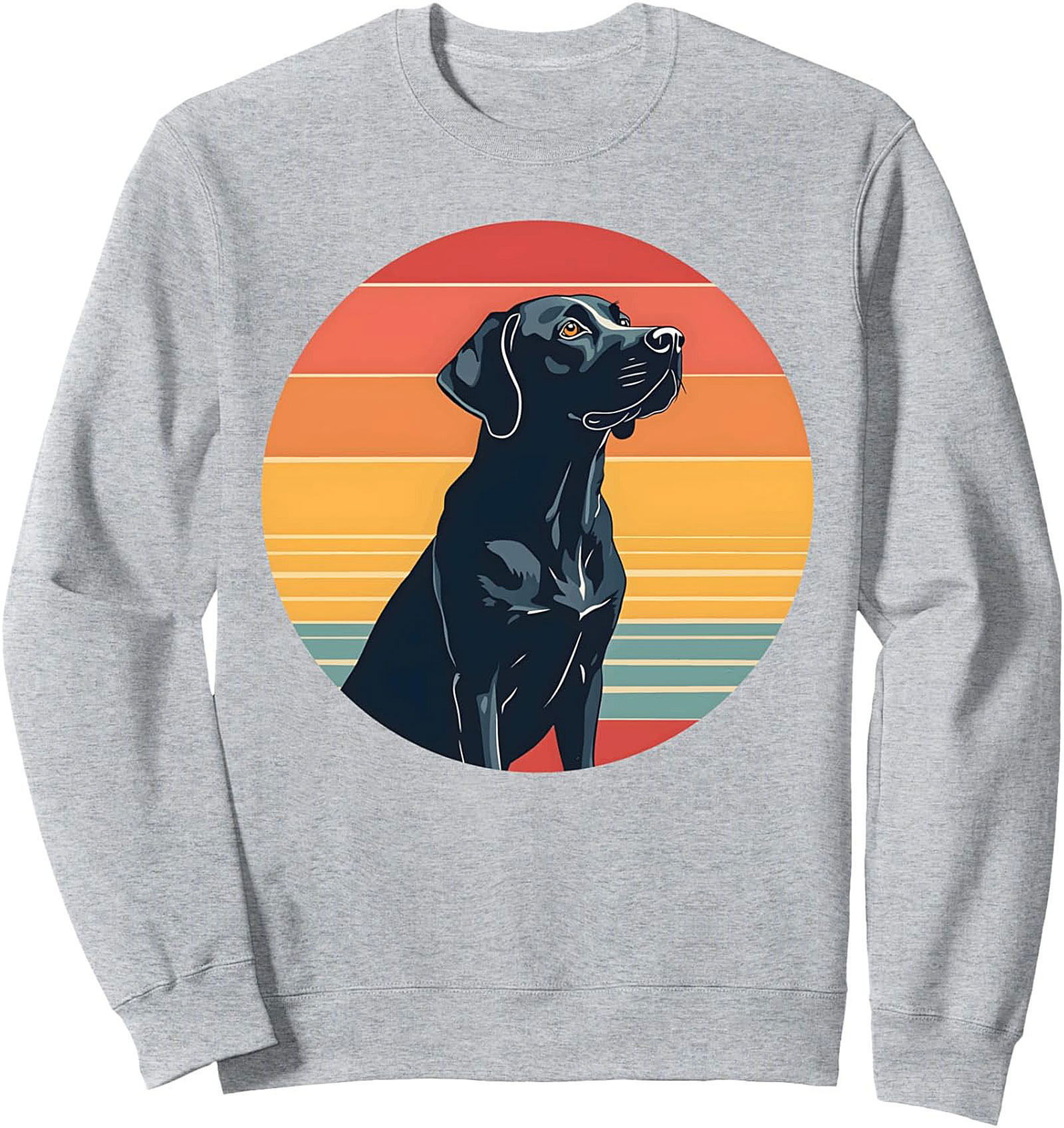 Retro Sunset Black Labrador Retriever Crewneck Sweatshirt