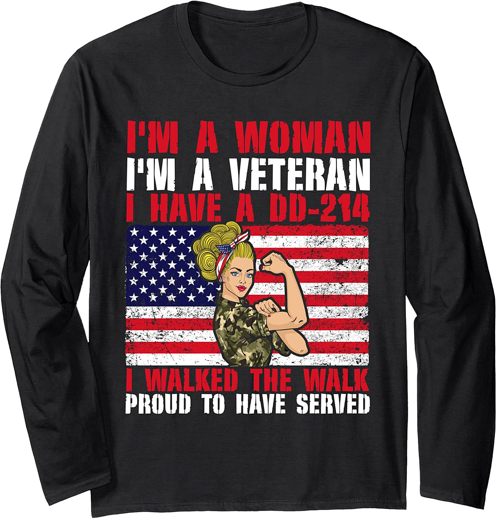 DD-214 Female Veteran Graphic Sweatshirt | Proud to Have Served