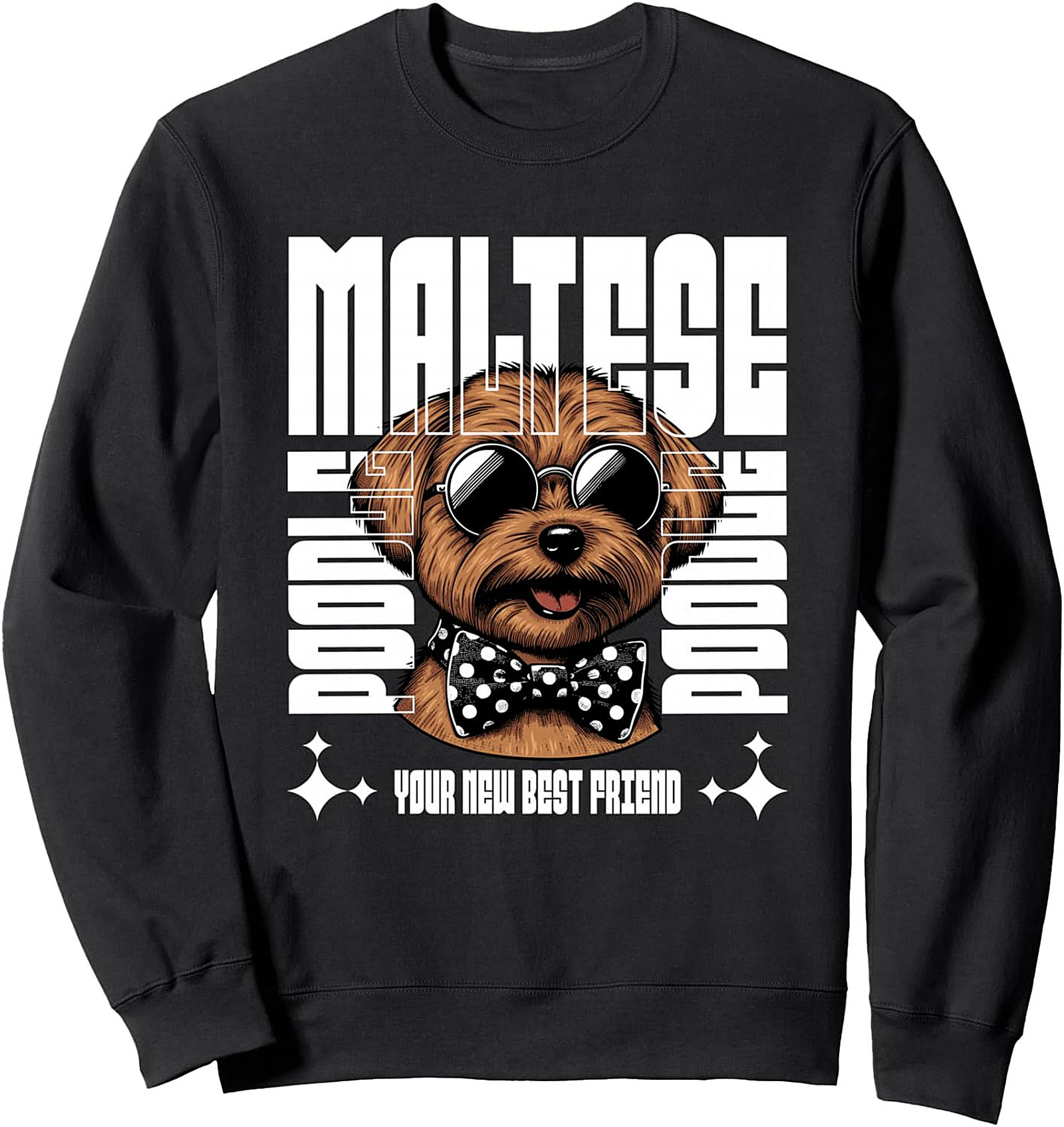 Stylish Maltipoo Crewneck Sweatshirt | Designer Dog Graphic Pullover
