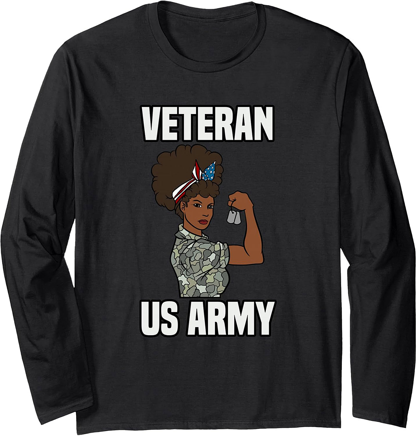 Black Female Veteran Crewneck Sweatshirt | US Army Pride