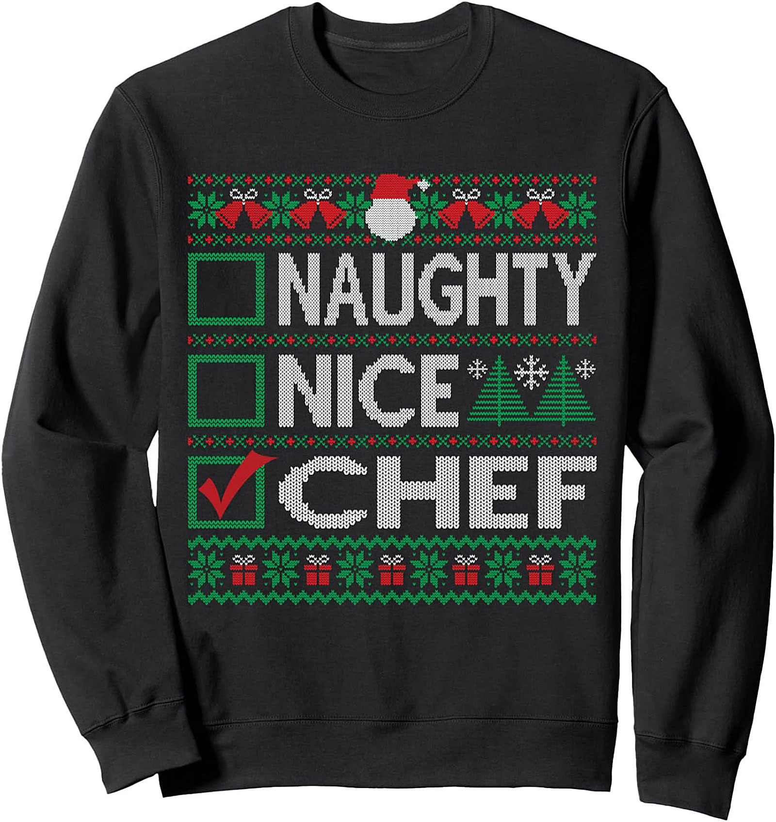 Funny Chef Christmas T-shirt Naughty Nice Graphic Tee