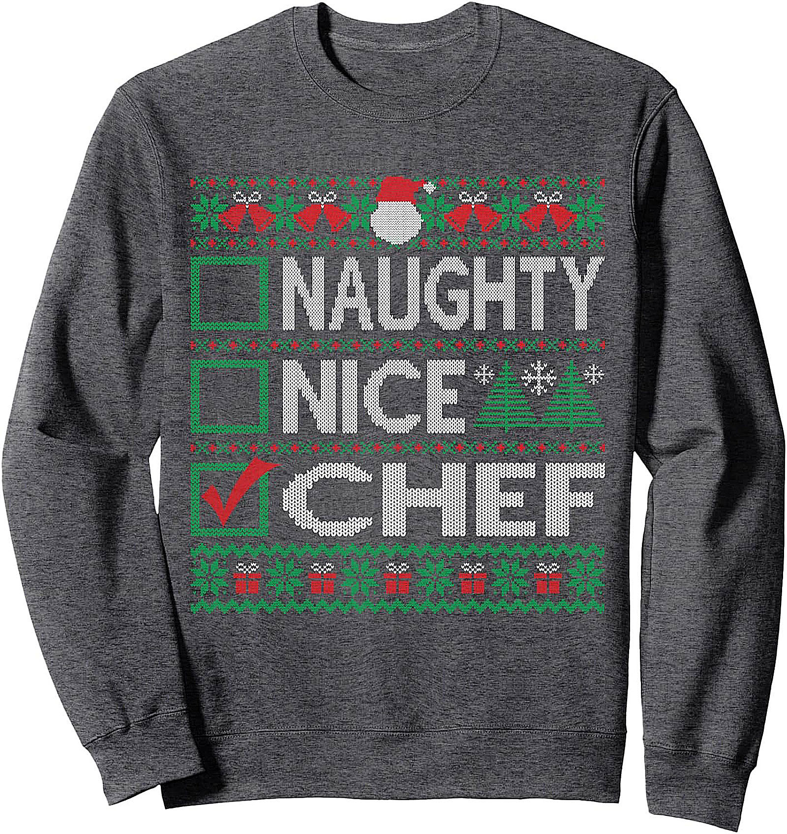 Funny Chef Christmas T-shirt Naughty Nice Graphic Tee