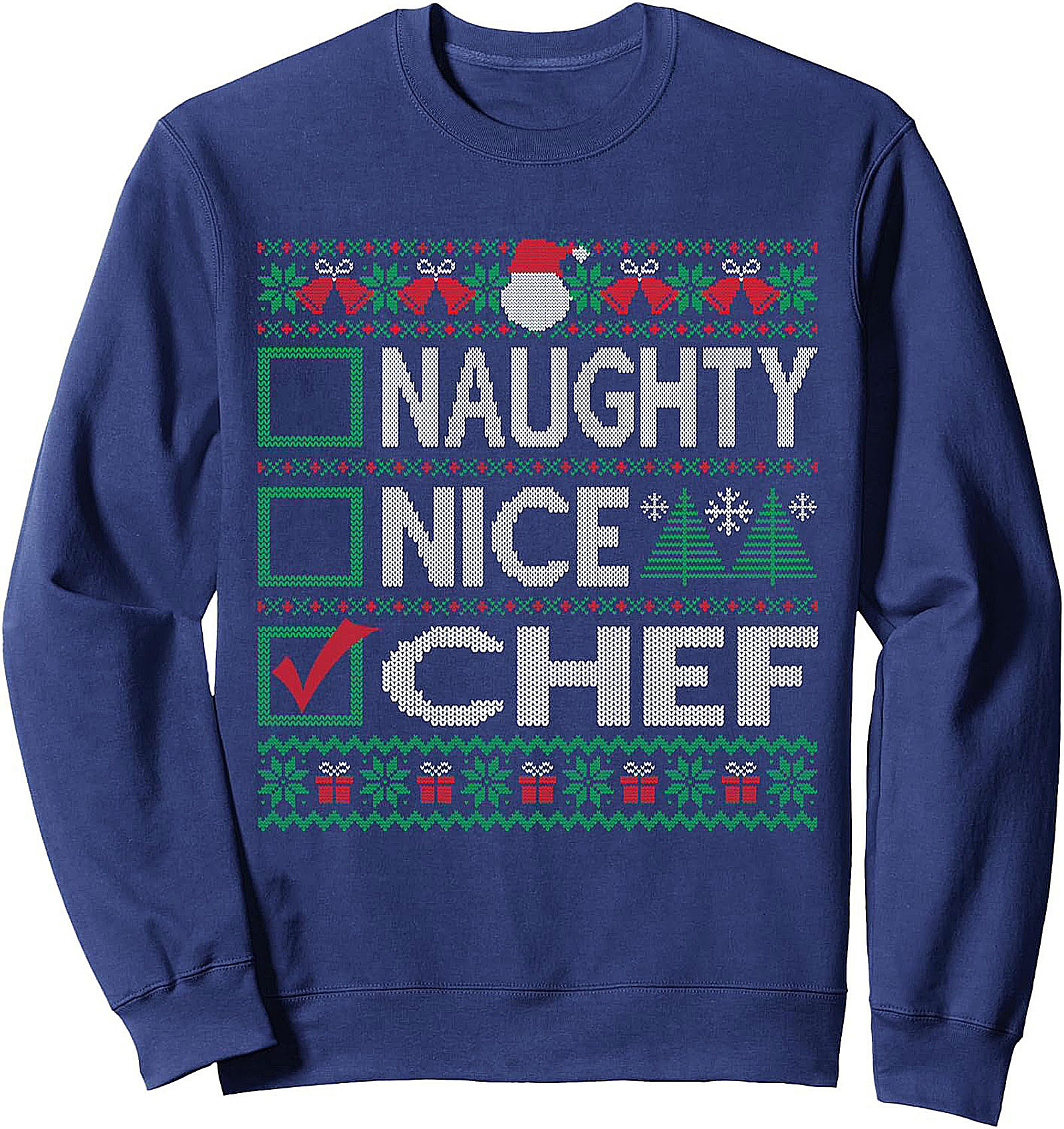 Funny Chef Christmas T-shirt Naughty Nice Graphic Tee