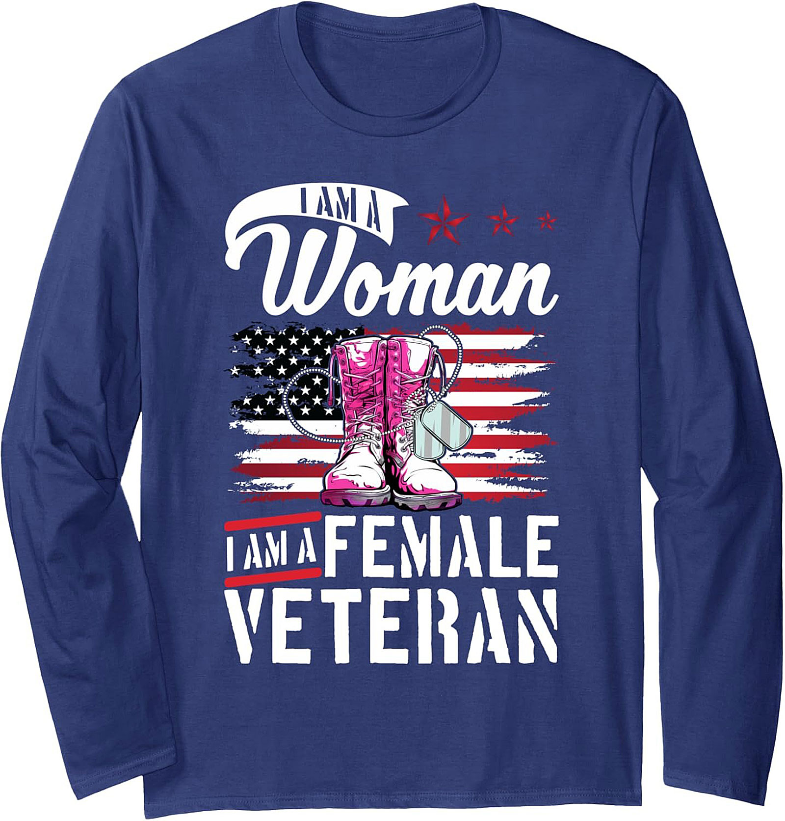 Female Veteran Crewneck Sweatshirt | Pink Boots Graphic