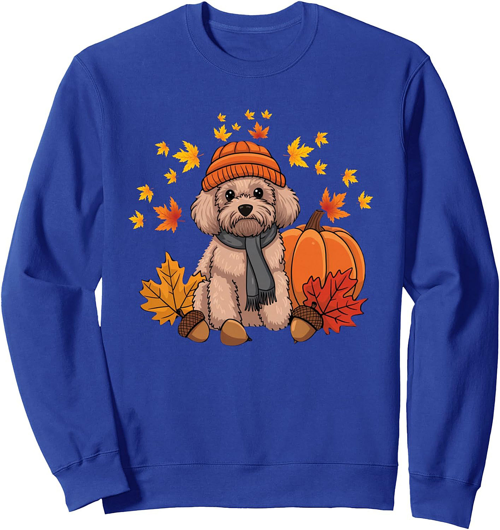 Autumn Pup Beanie Dog Lover Crewneck Sweatshirt